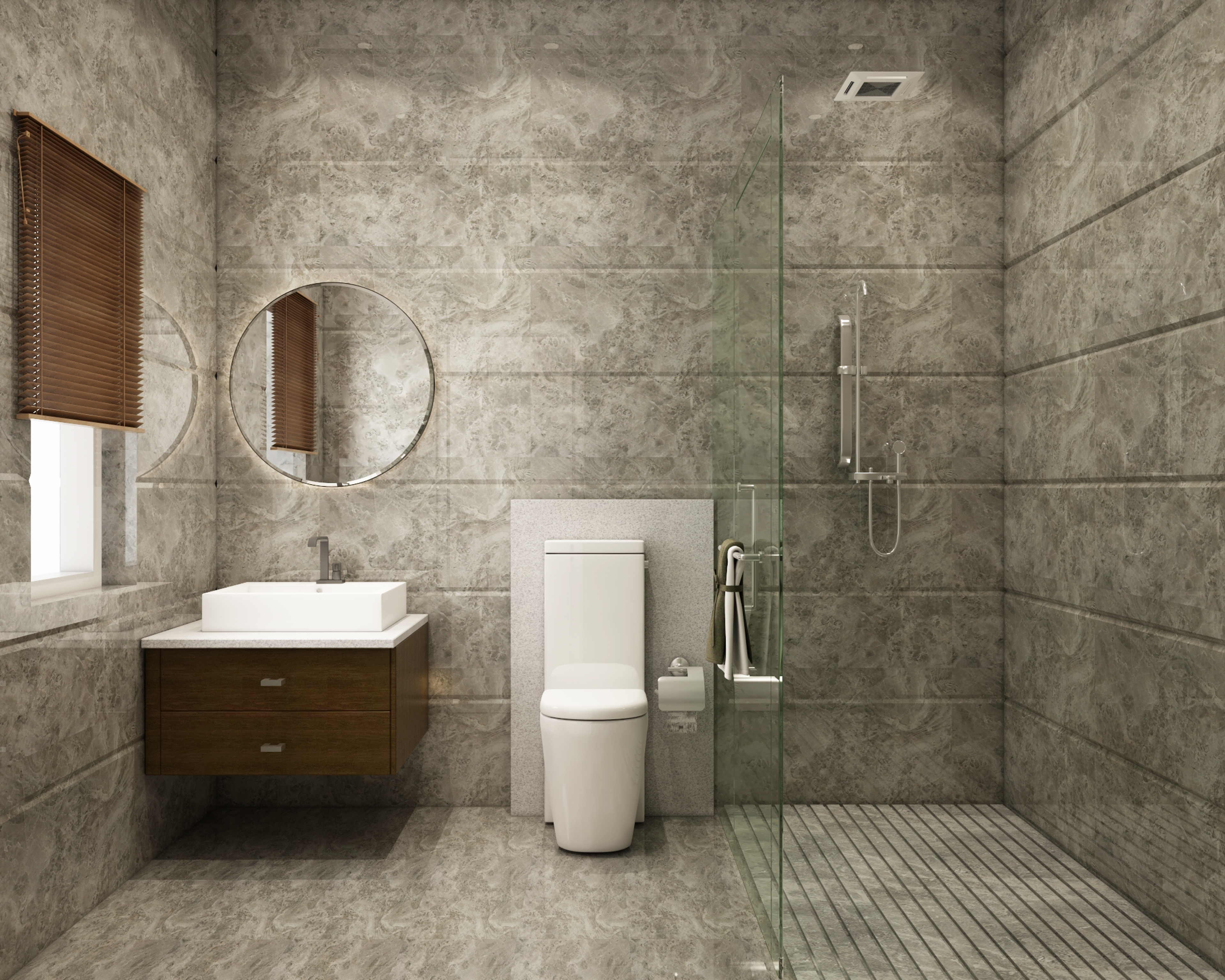 Monochromatic Bathroom Interior Design