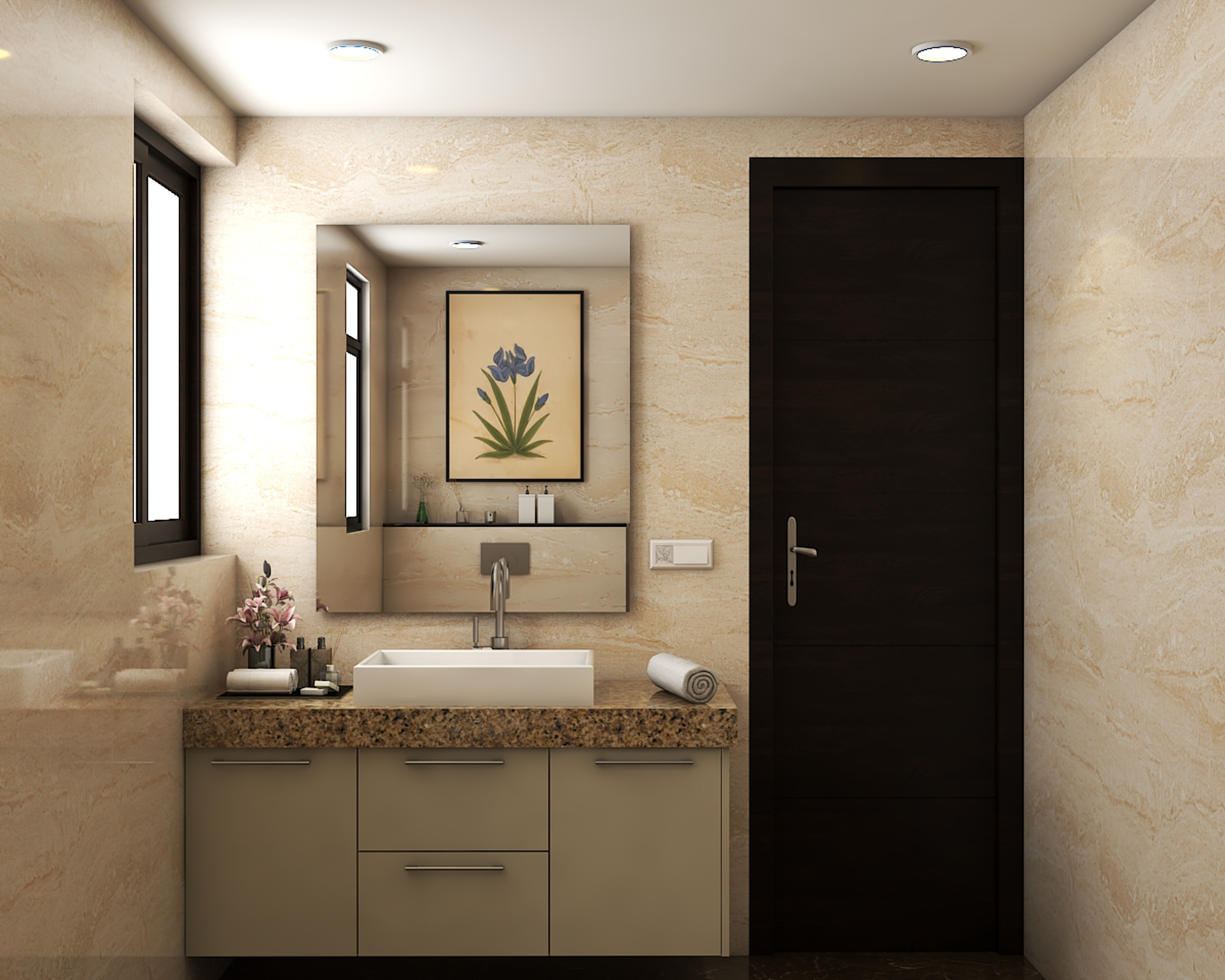 Spacious Granite Themed Bathroom | Livspace