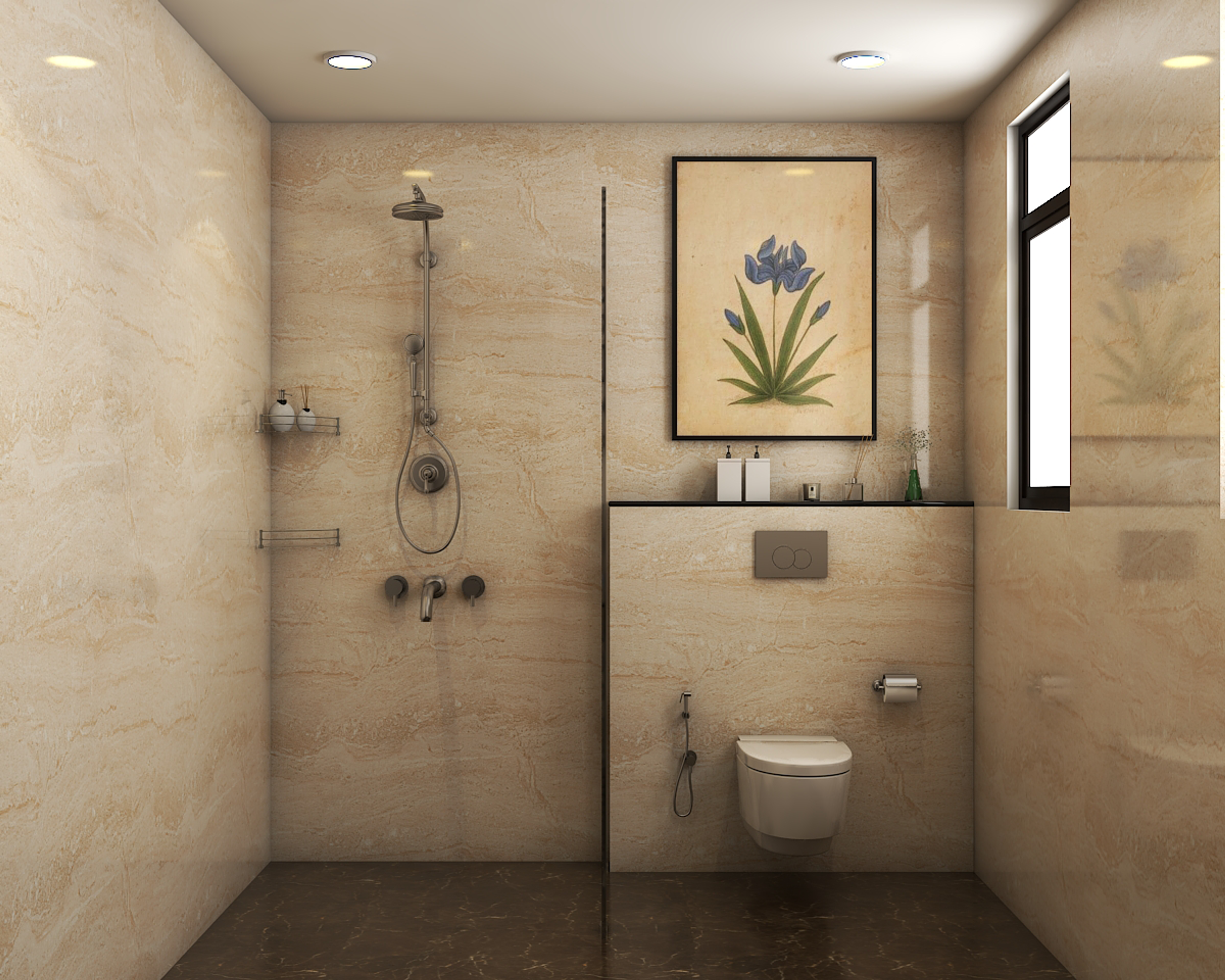 Beige Coloured Modern Bathroom Ideas