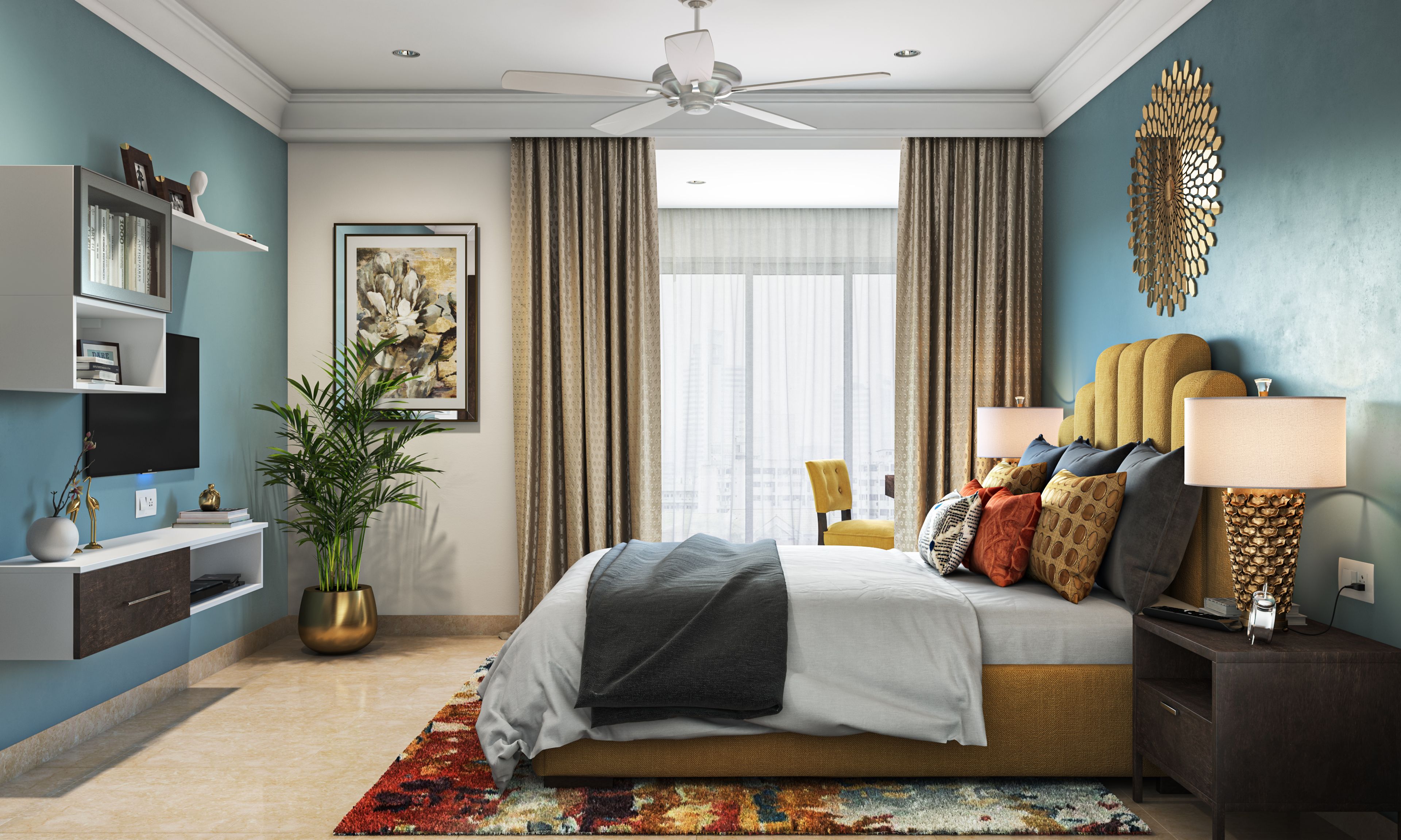 Coastal Master Bedroom - Livspace