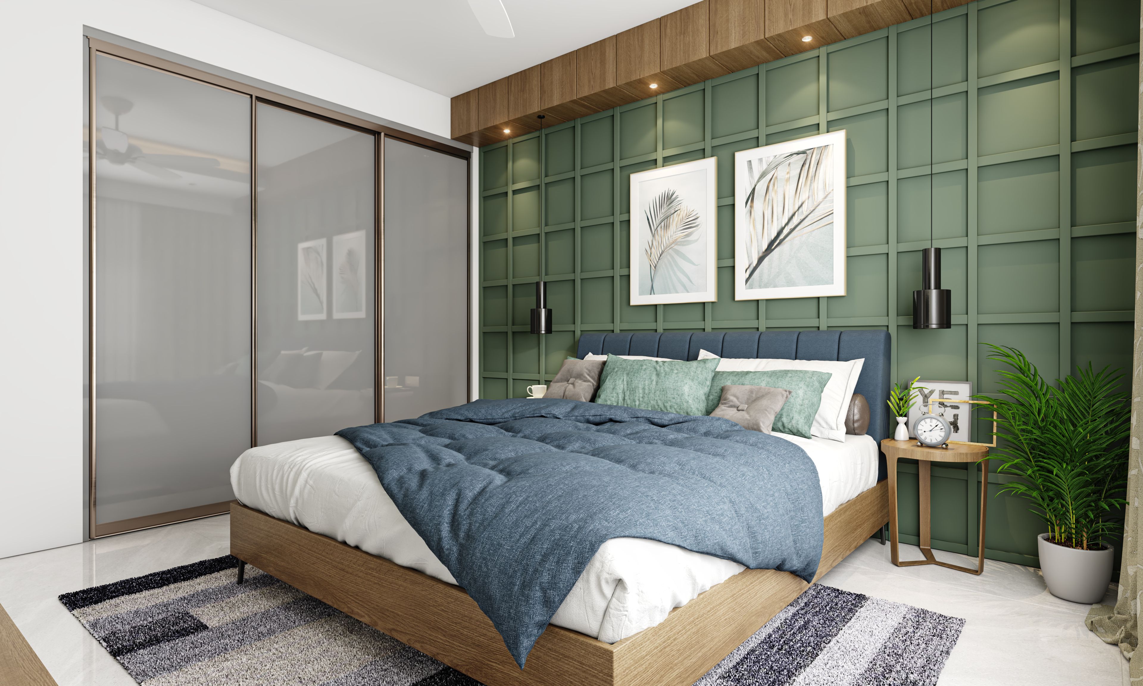 Contemporary Style Compact Master Bedroom
