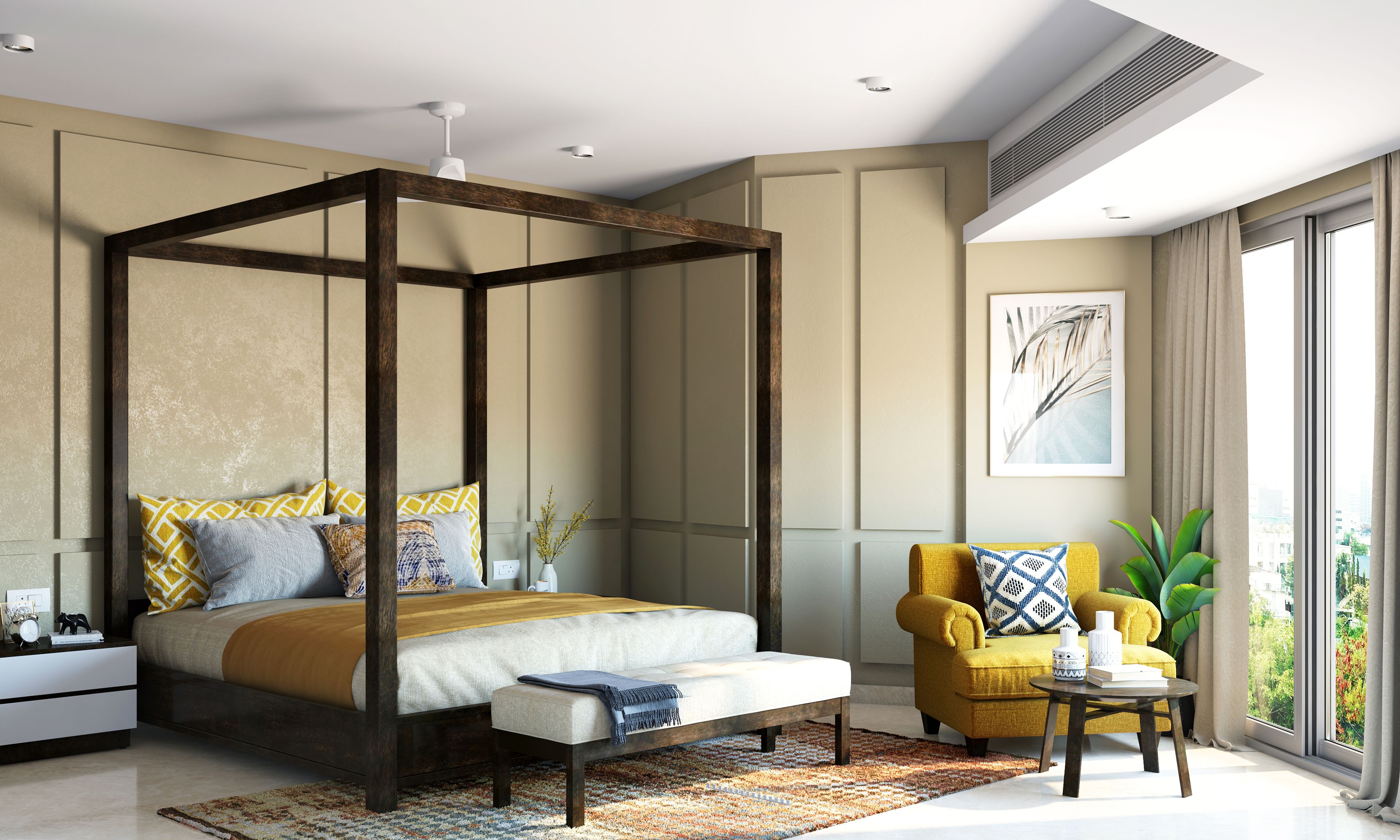 Contemporary Style Compact Master Bedroom