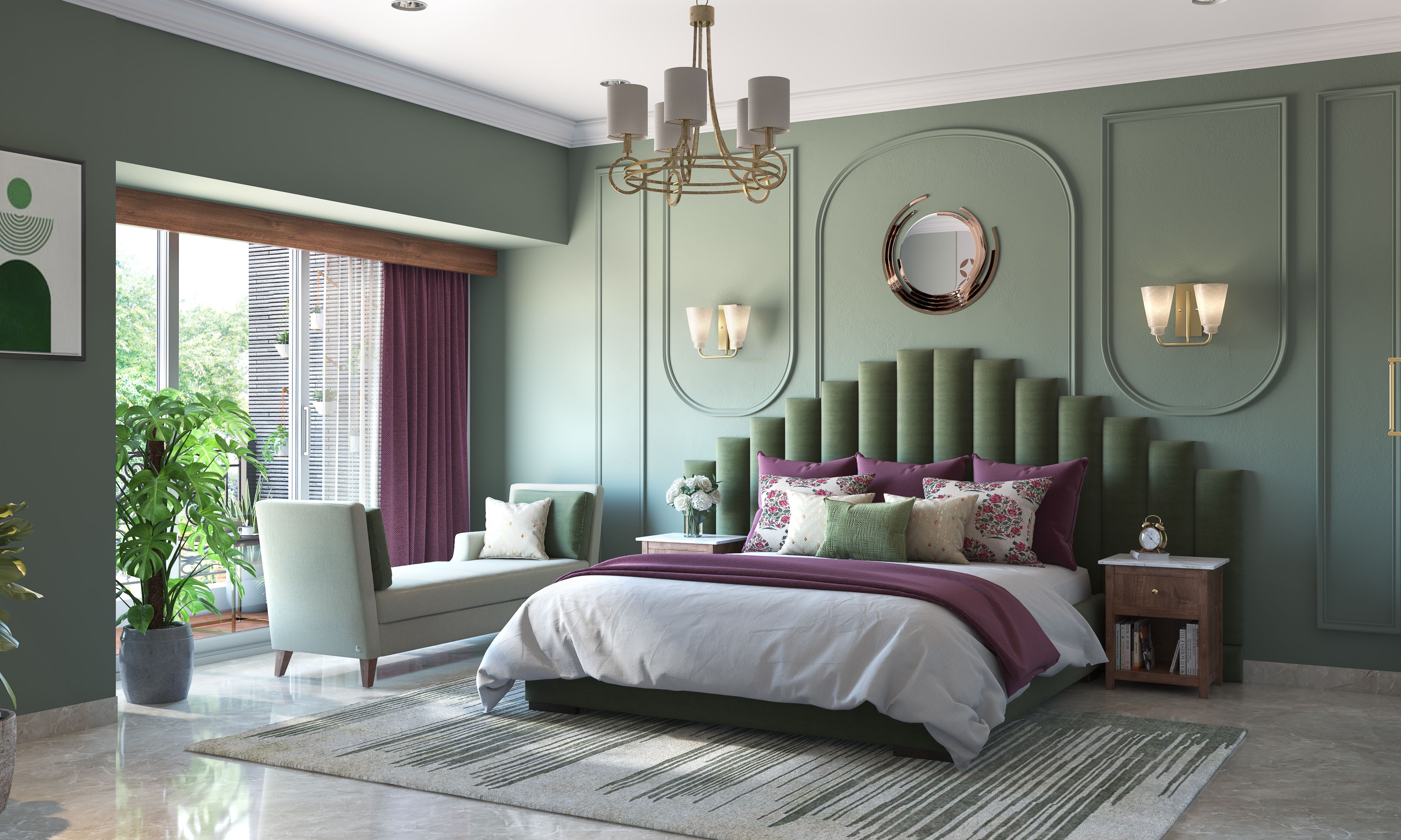 Classic Convenient Max Bedroom Design In Green And White