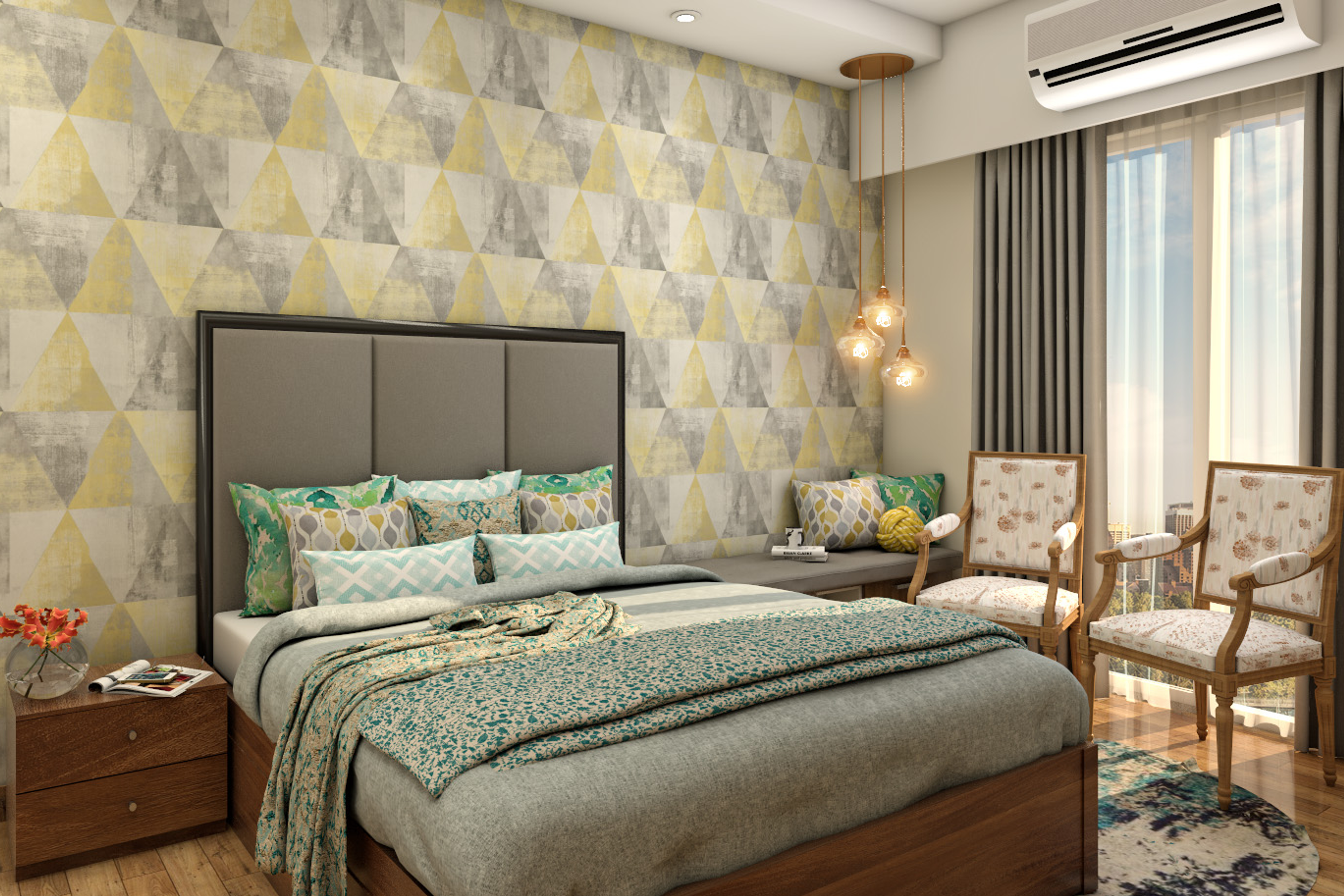 Contemporary Style Compact Master Bedroom | Livspace