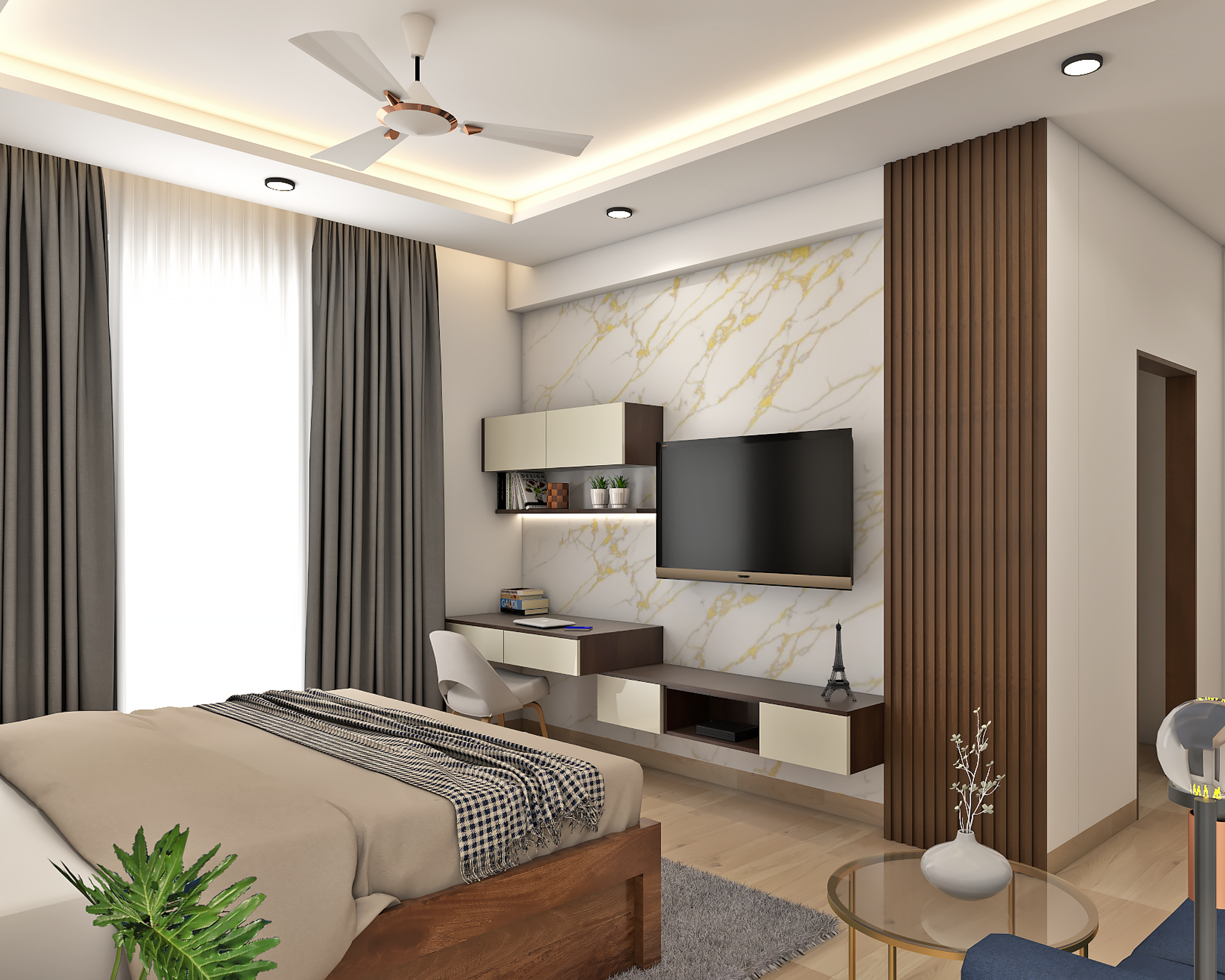 Contemporary Spacious Master Bedroom - Livspace