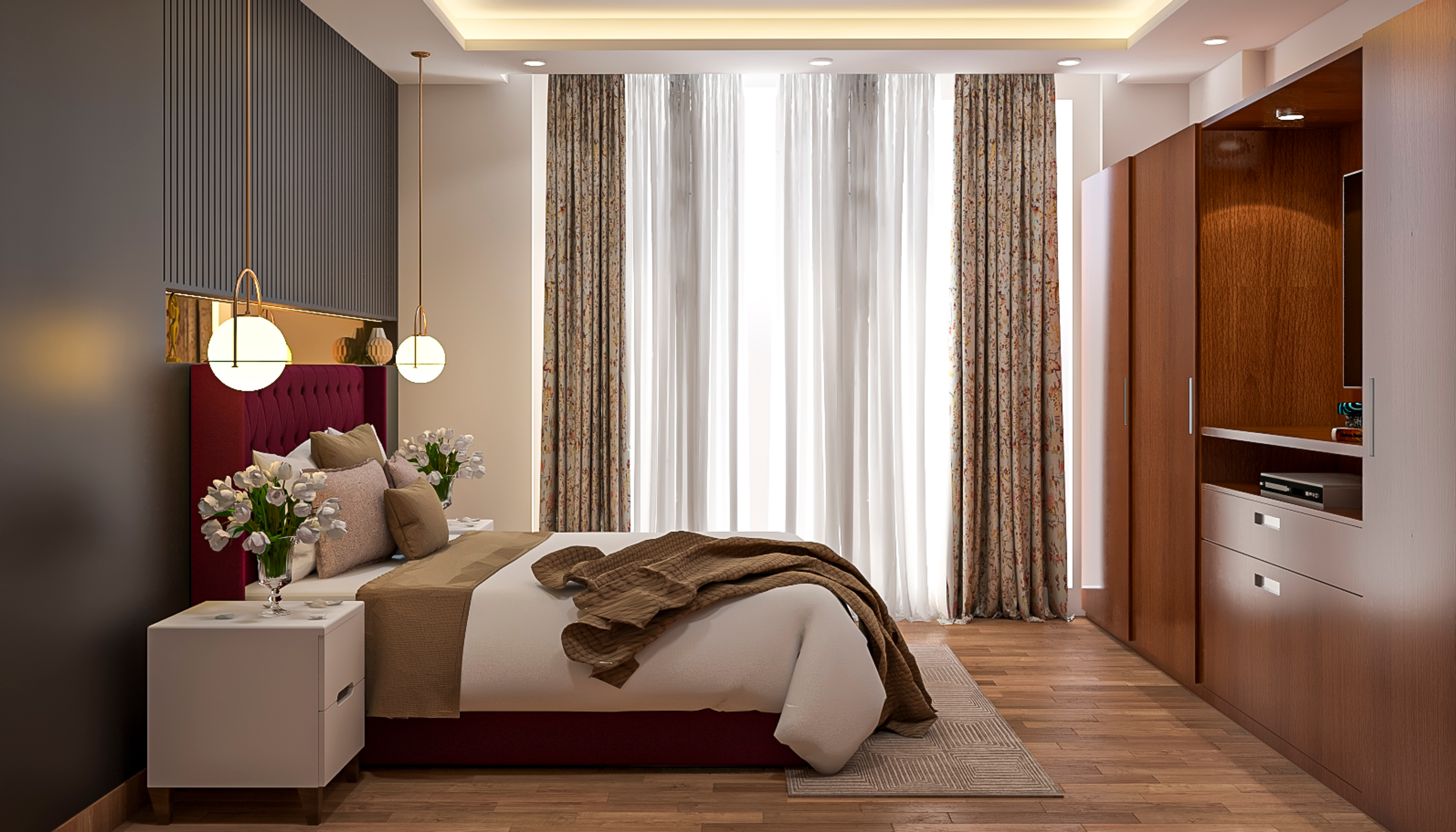 Vibrant Elegant Convenient Master Bedroom - Livspace