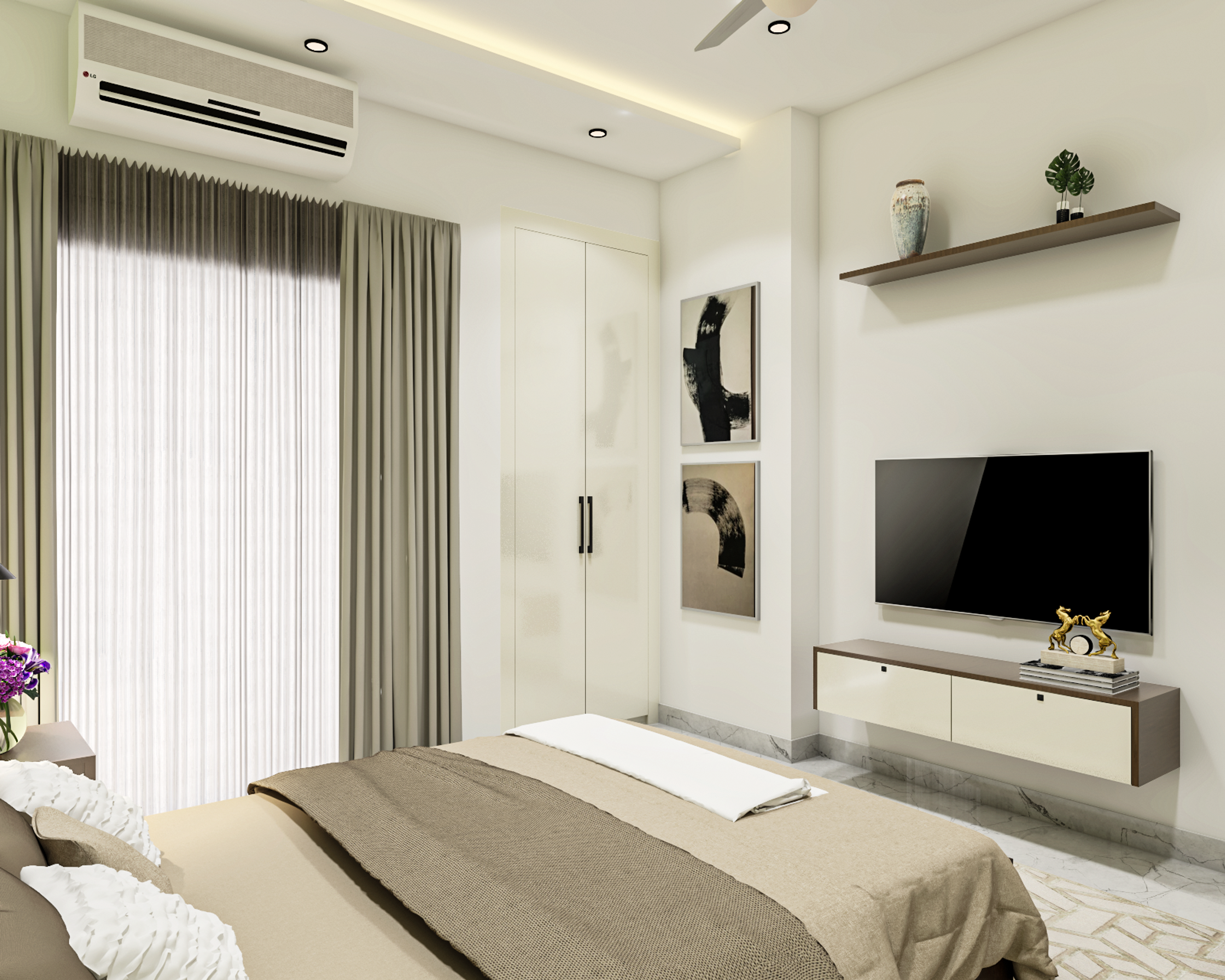 Low Maintenance Compact Master Bedroom - Livspace