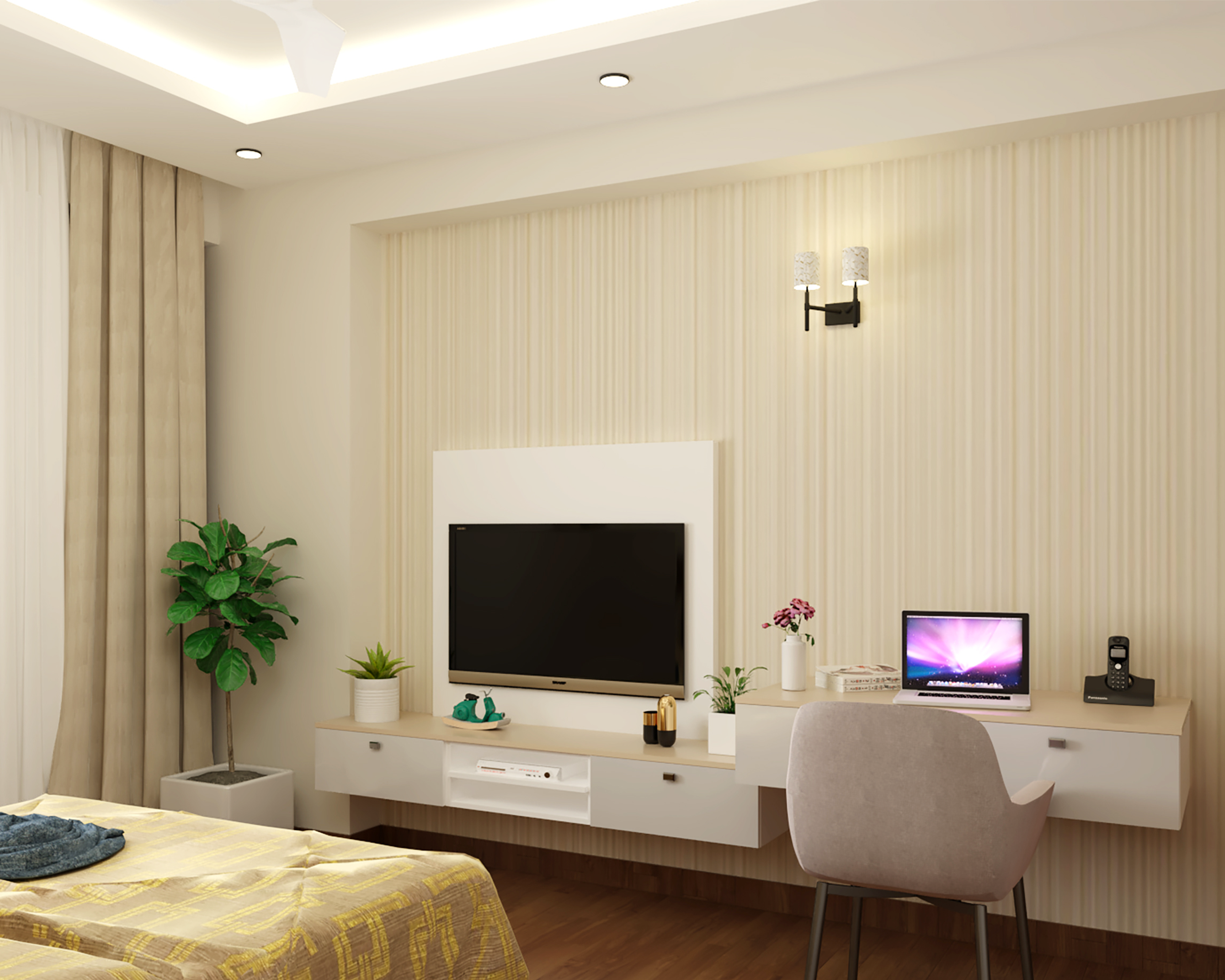 Convenient Elegant Master Bedroom - Livspace