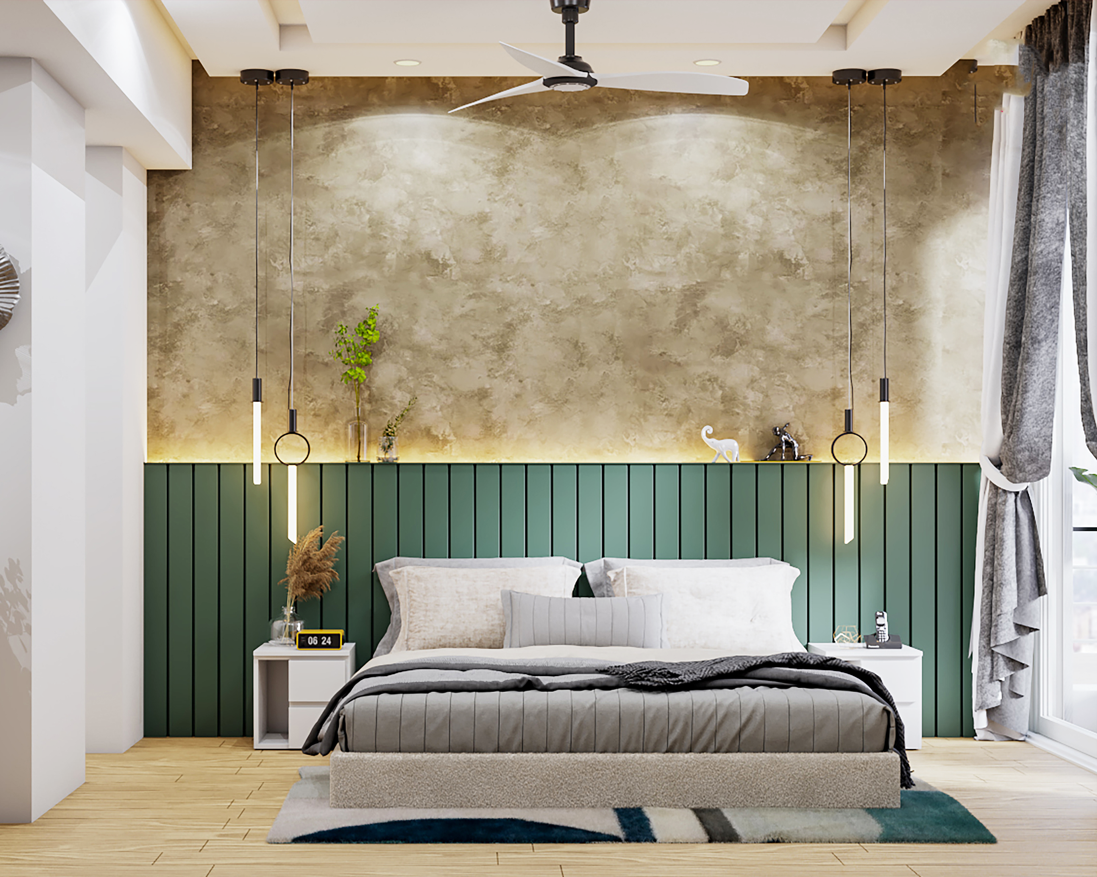 Spacious Rustic Style Master Bedroom