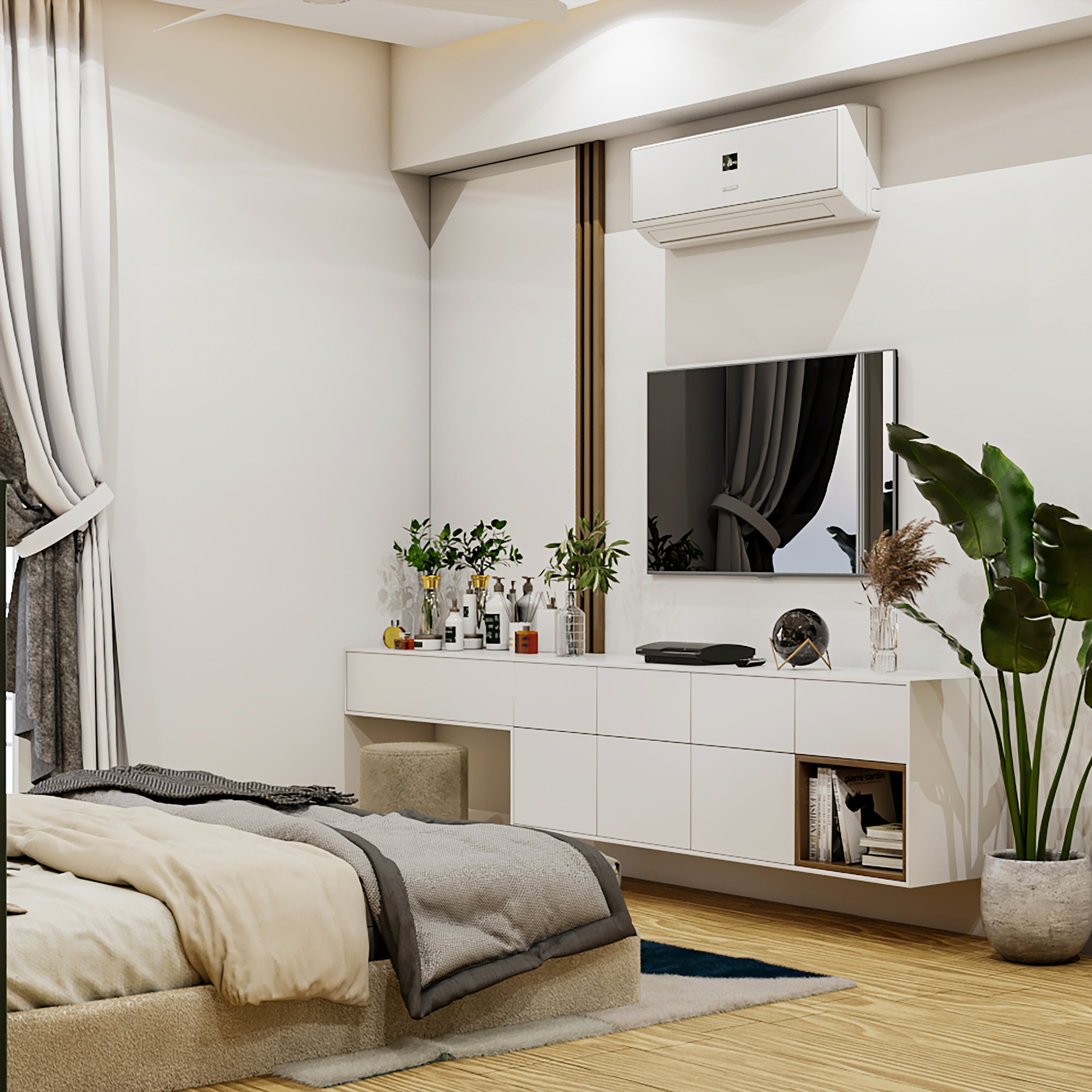 Rustic Themed Spacious Master Bedroom - Livspace