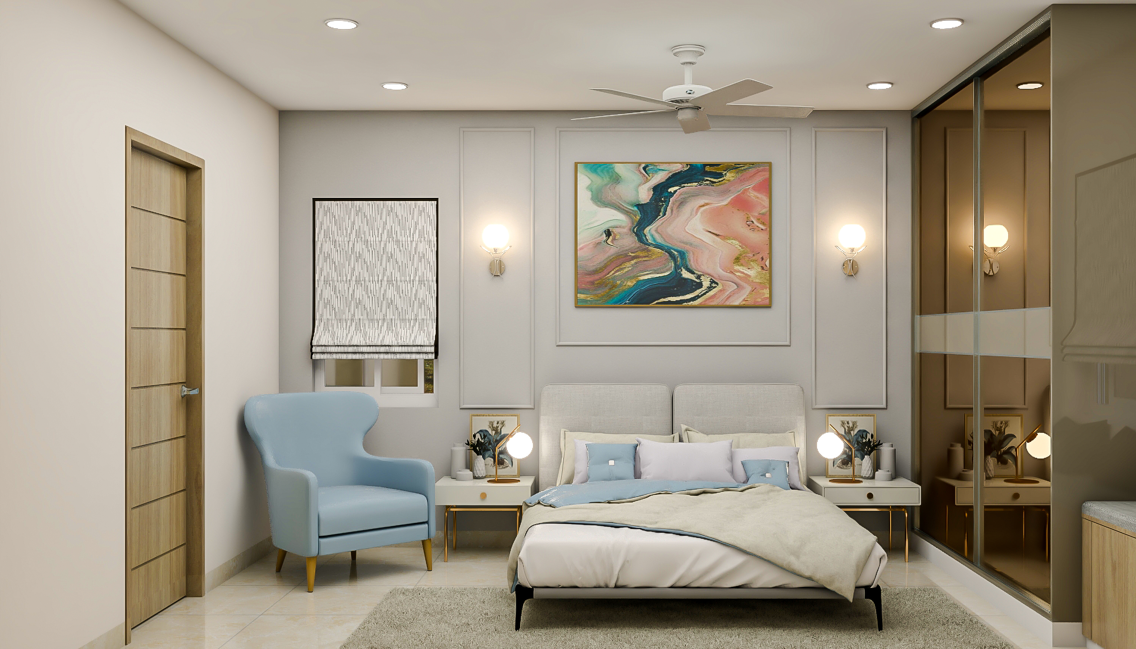 Modern Style Compact Master Bedroom - Livspace