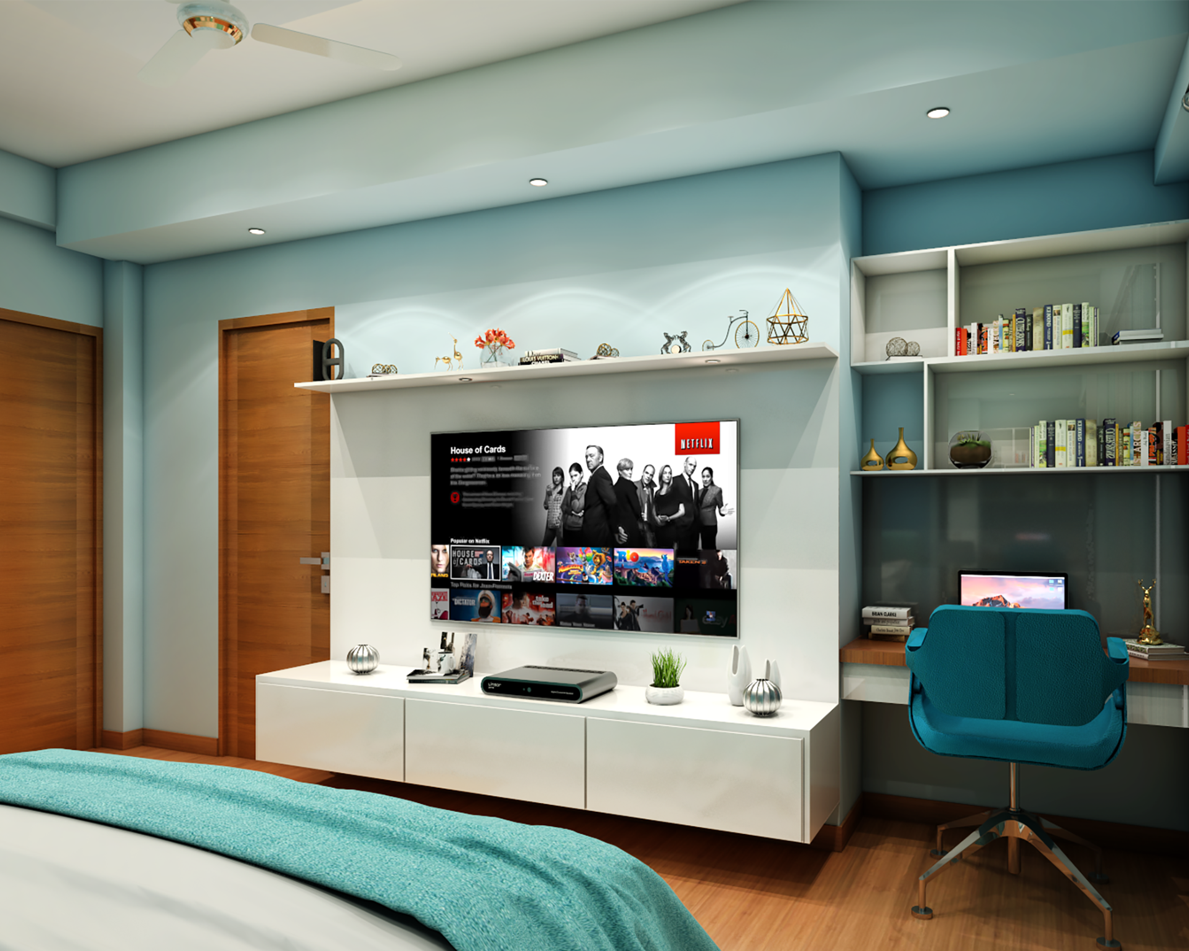 Convenient Contemporary Master Bedroom - Livspace