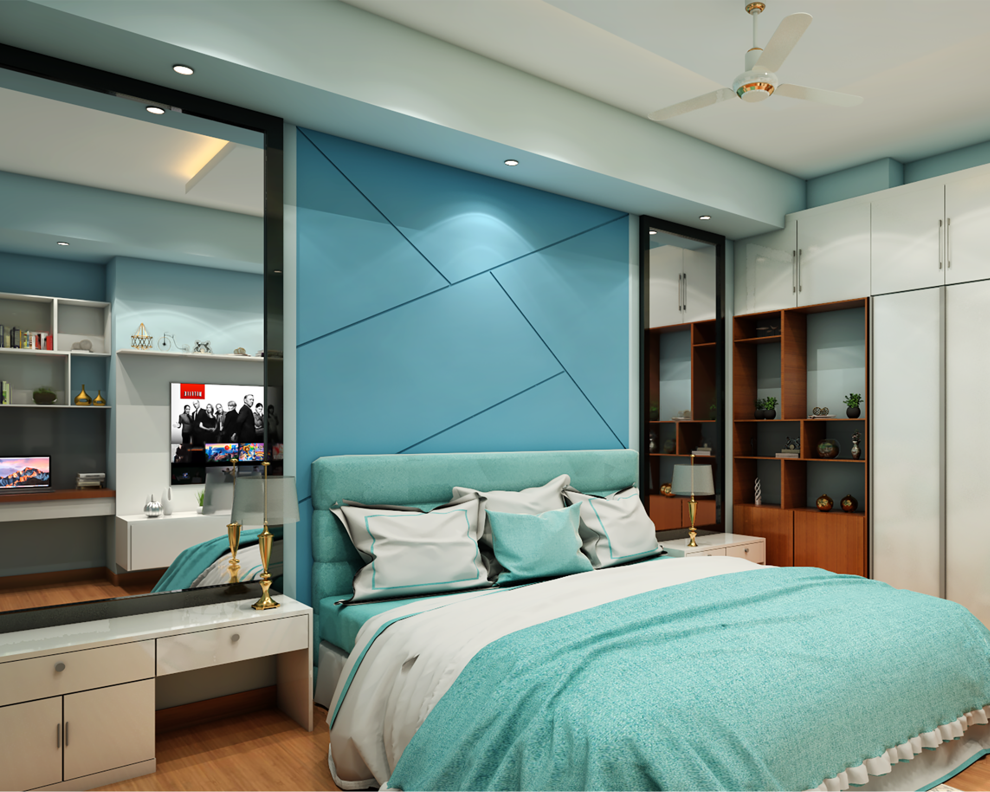 Convenient Contemporary Master Bedroom - Livspace