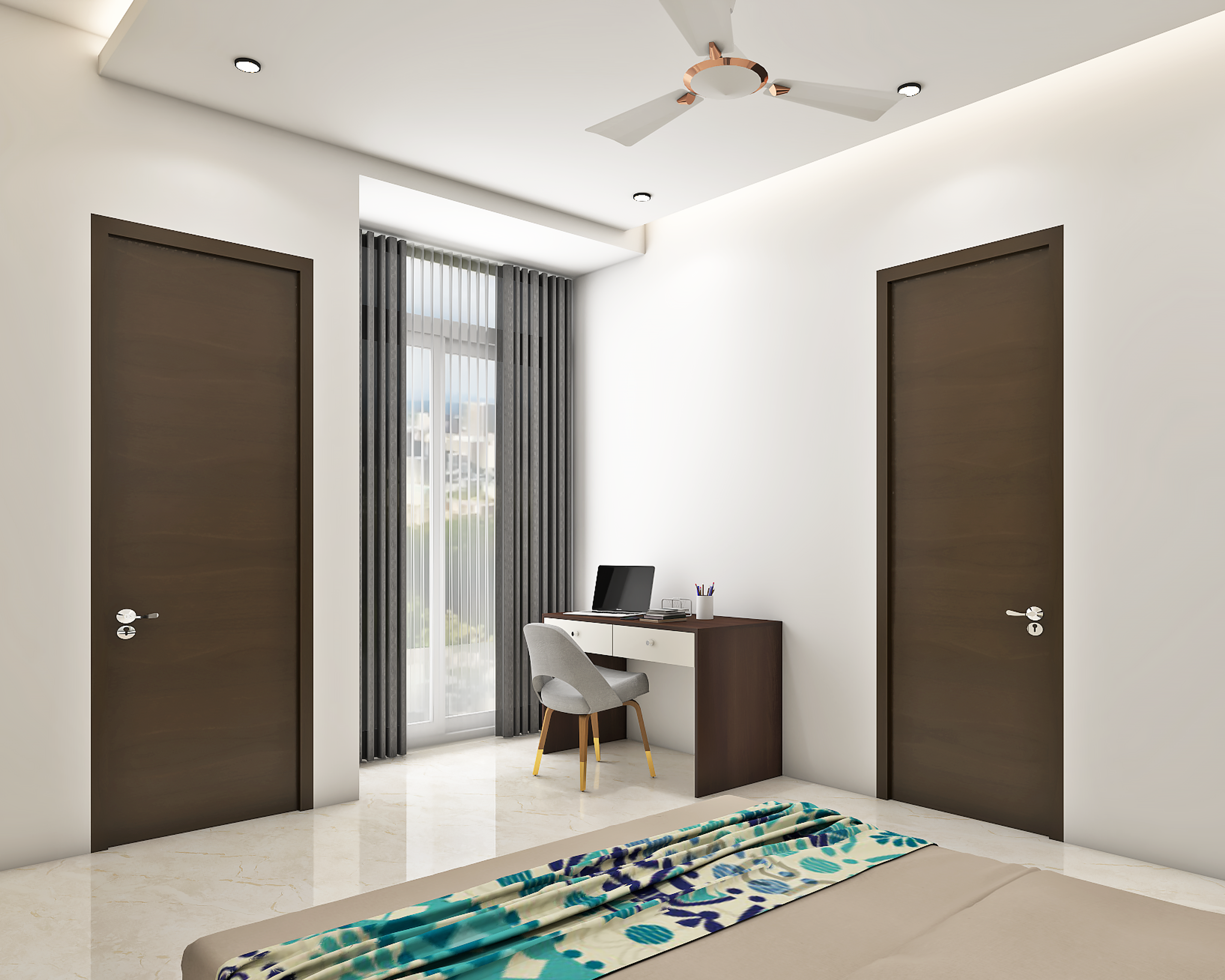 Subtle Minimal Master Bedroom - Livspace