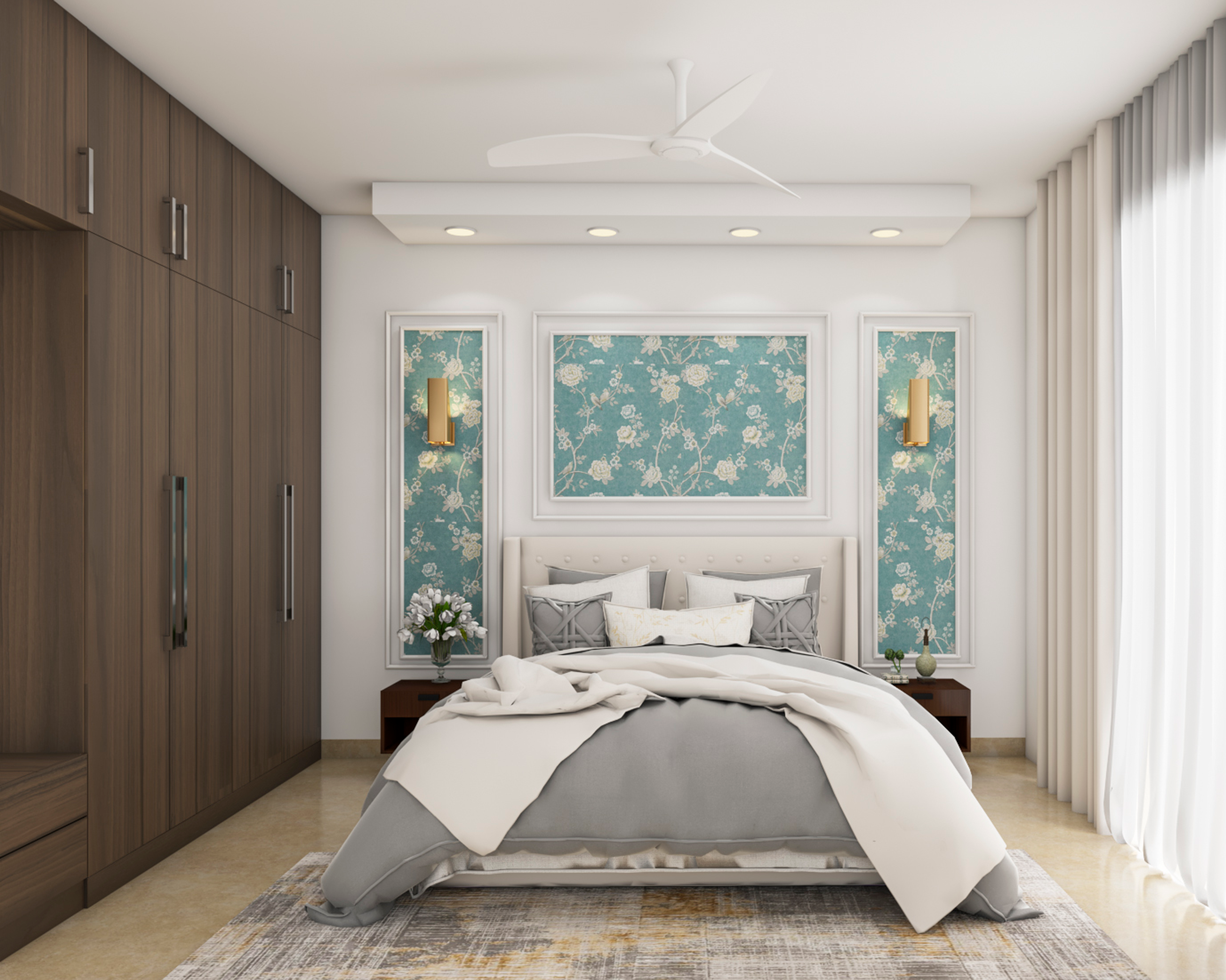 Minimal Subtle Master Bedroom - Livspace