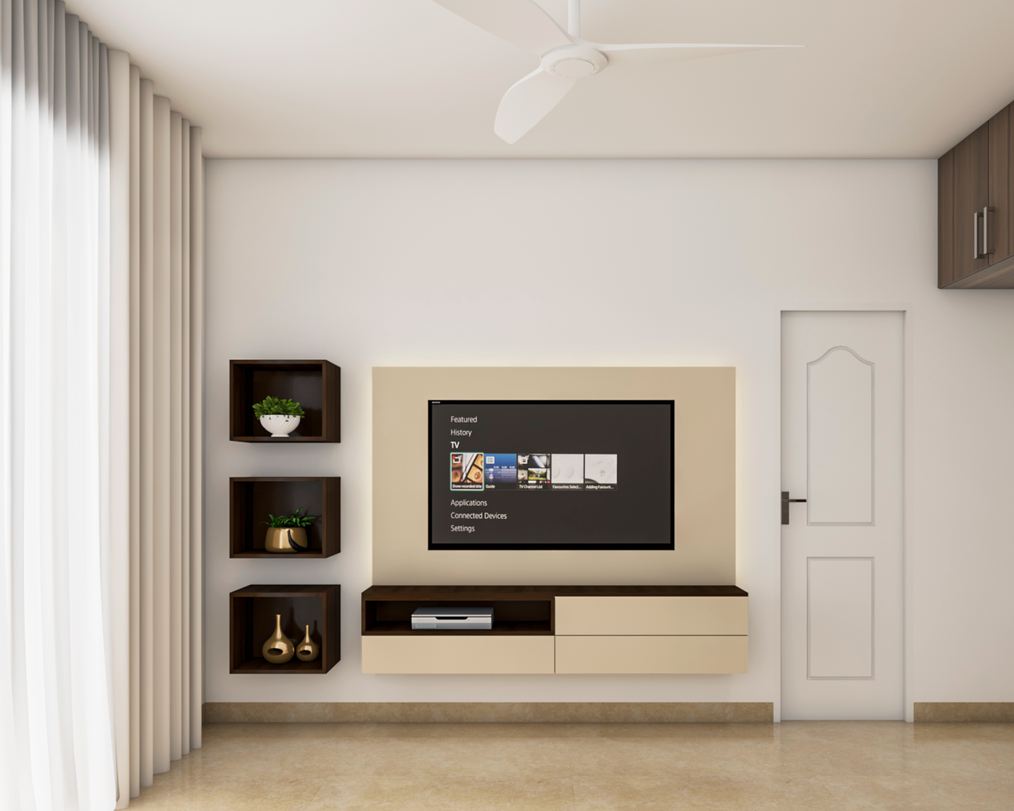 Minimal Subtle Master Bedroom - Livspace