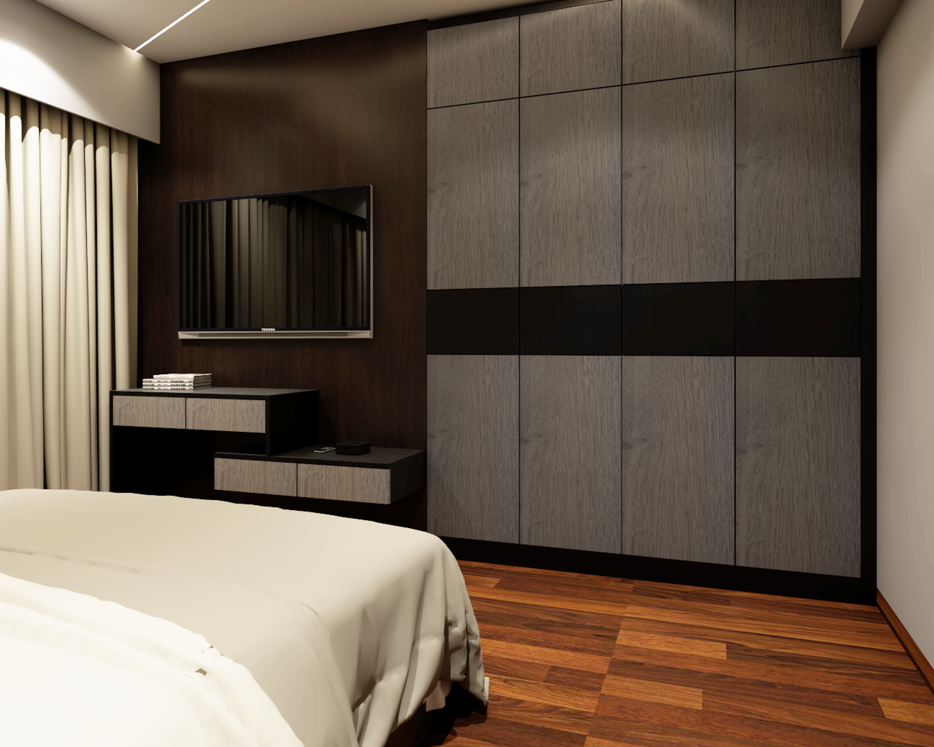 Contemporary Spacious Master Bedroom - Livspace