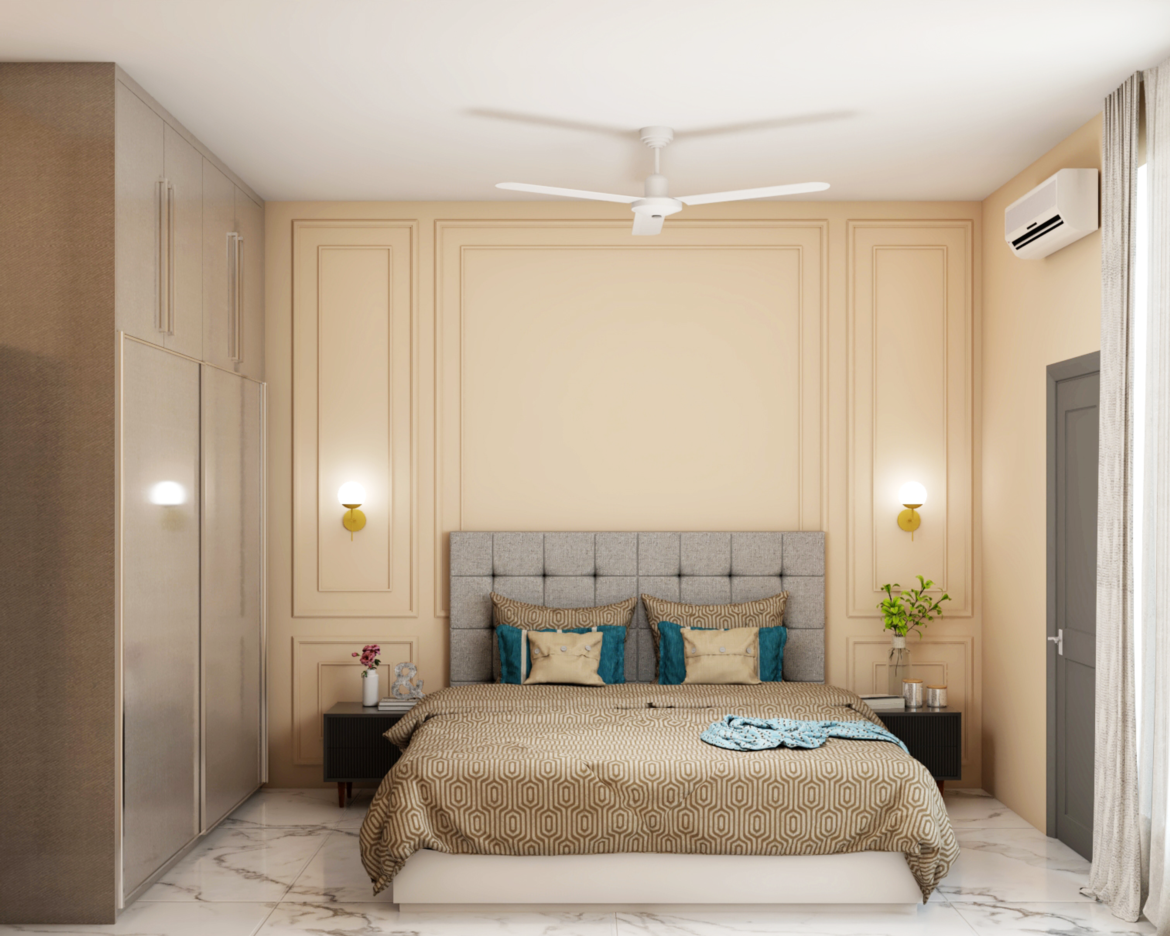 Spacious Modern Master Bedroom - Livspace