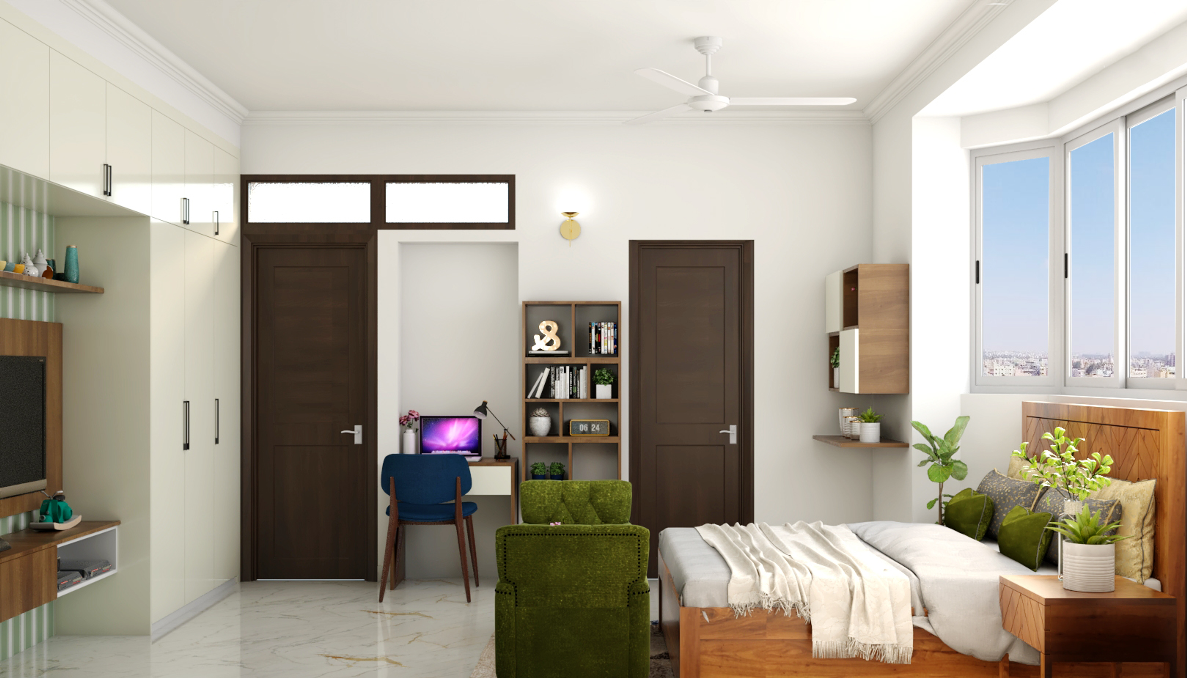 Spacious Modern Master Bedroom - Livspace