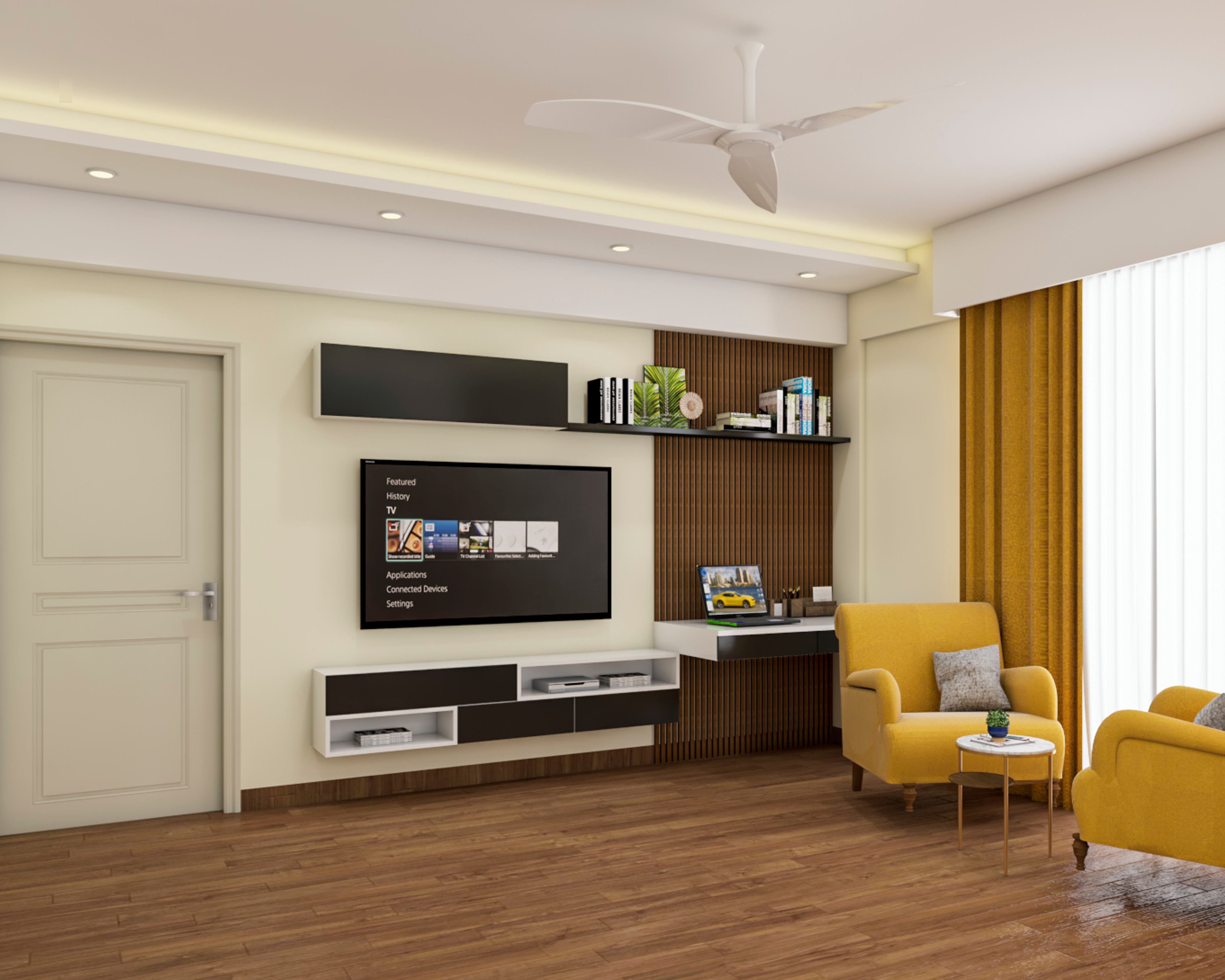 Naturally-Lit Convenient Master Bedroom - Livspace