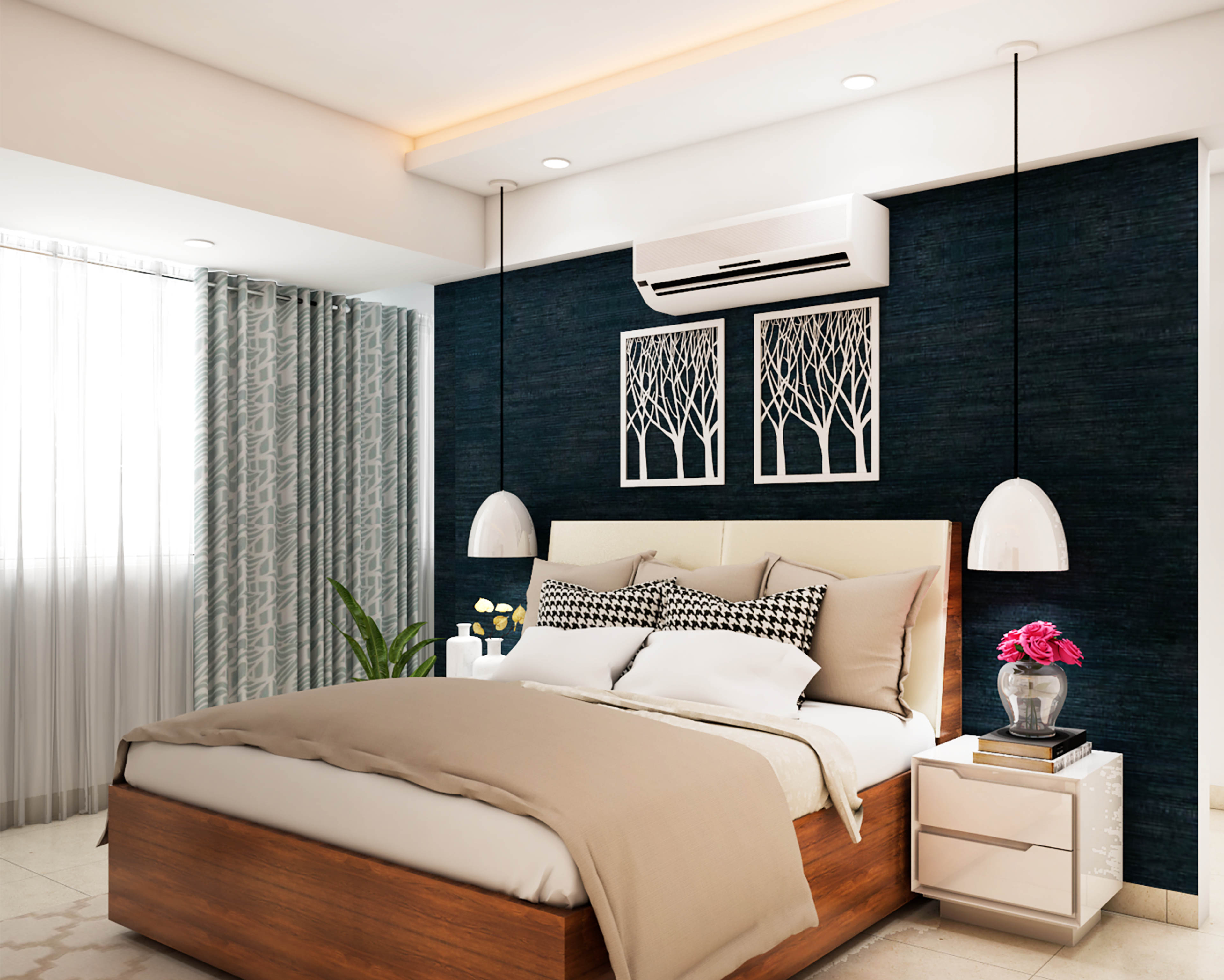 Modern Theme Compact Master Bedroom