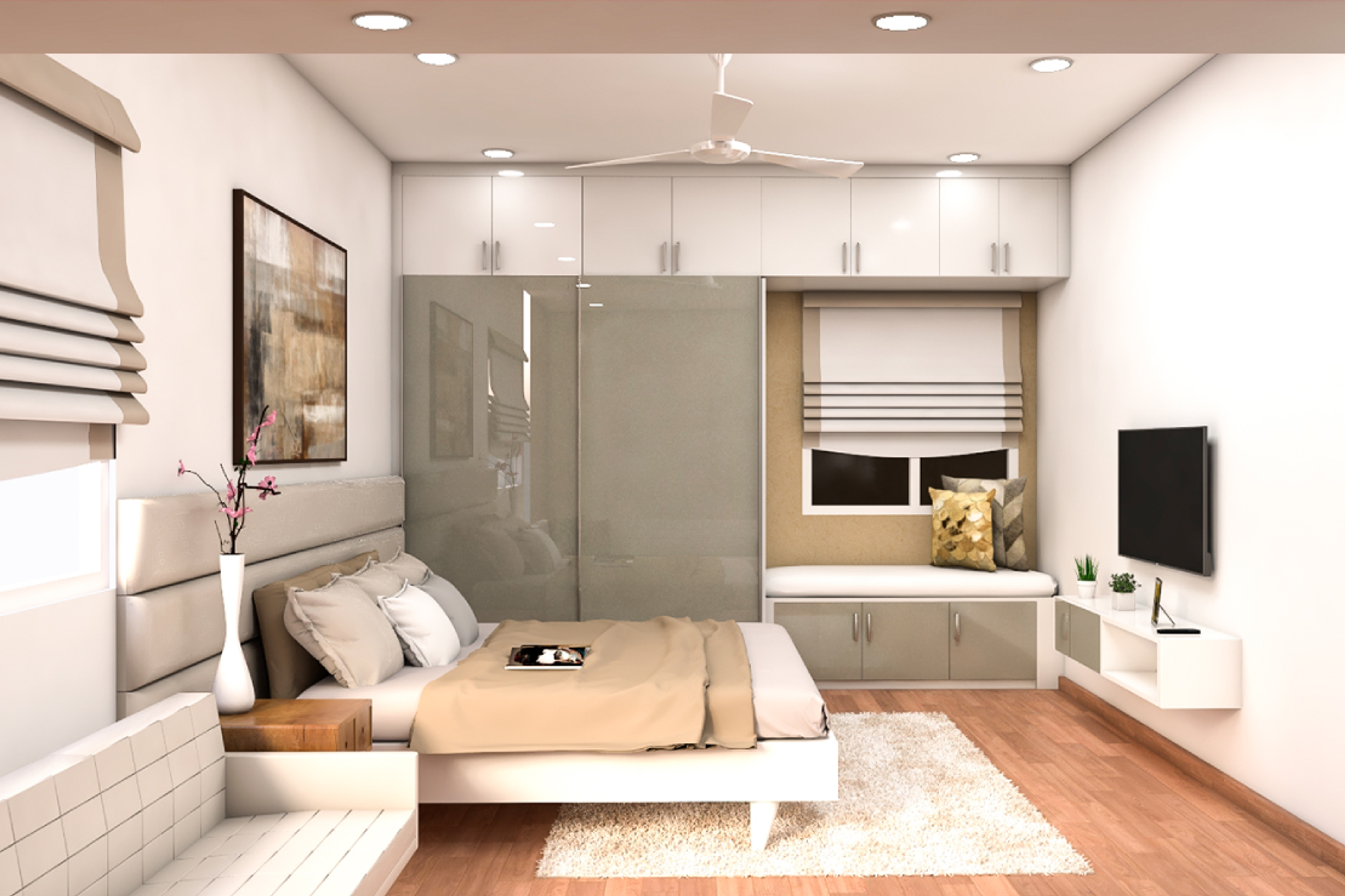 Modern Spacious Master Bedroom - Livspace