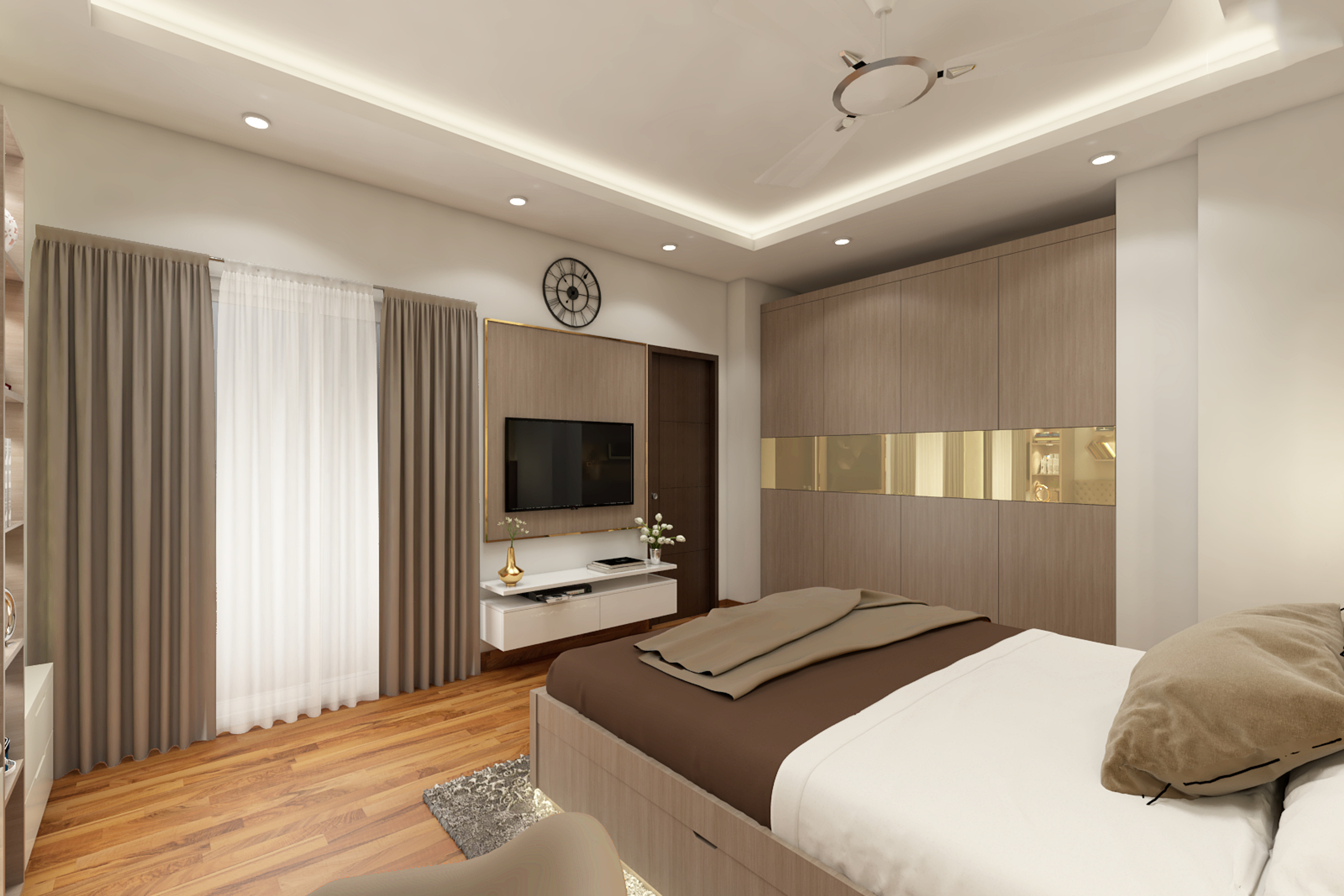 Contemporary Spacious Master Bedroom - Livspace