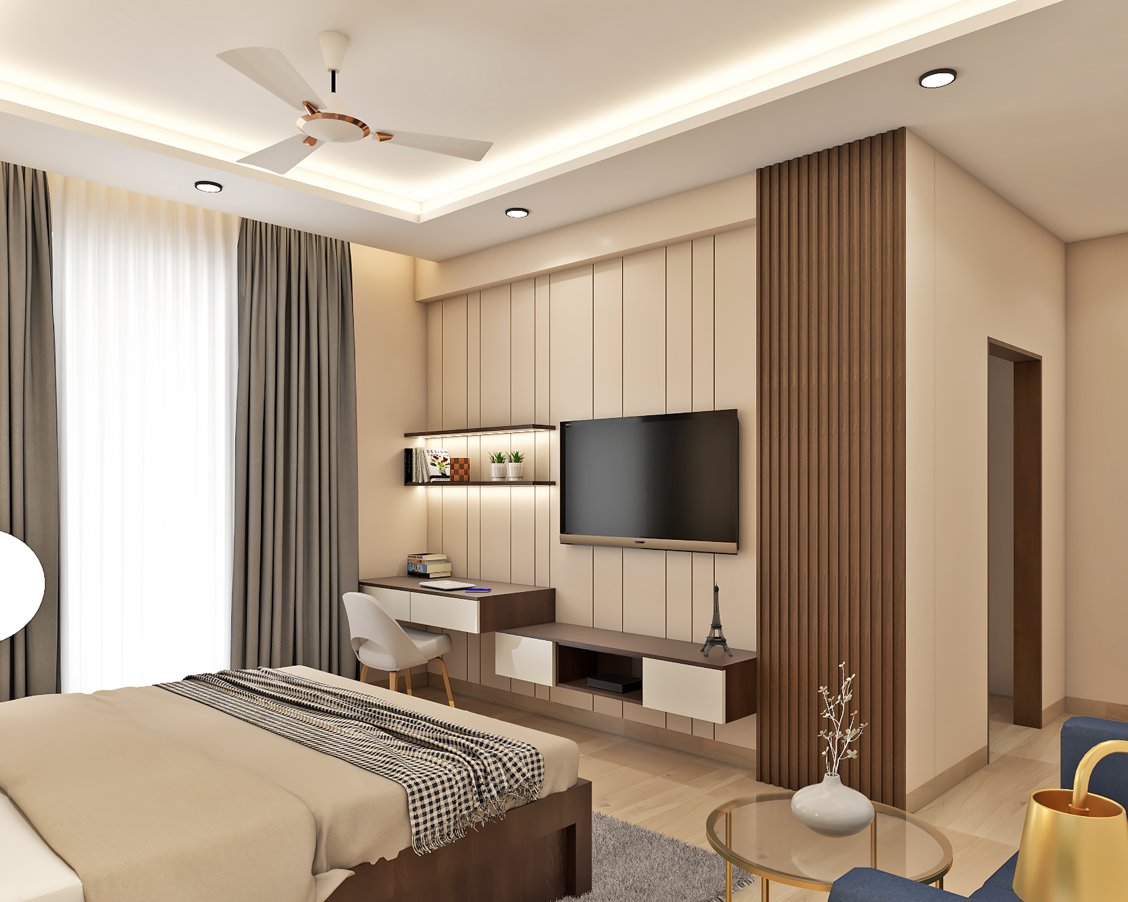 Modern Spacious Master Bedroom - Livspace