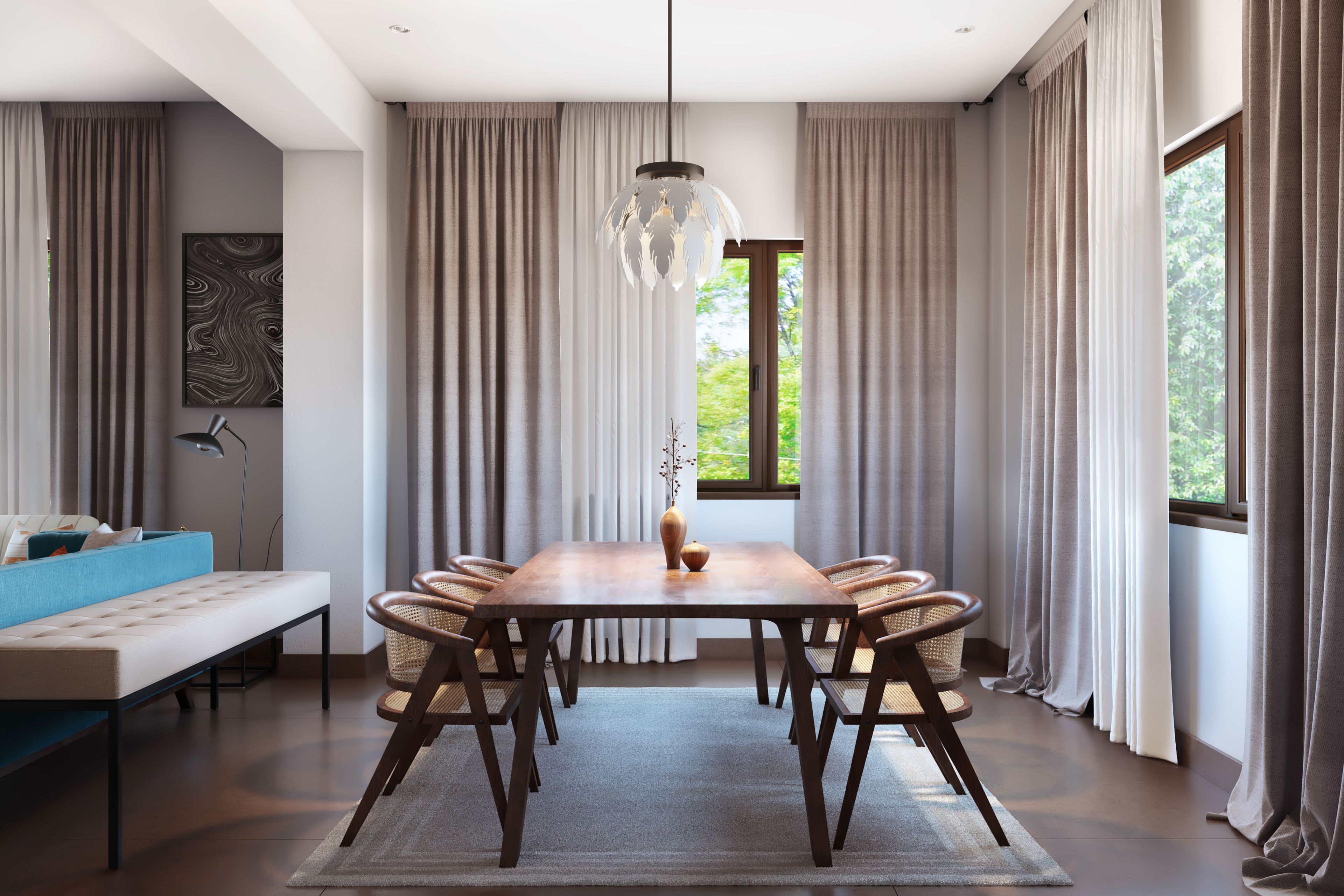 Contemporary Six-Seater Dining Room Design