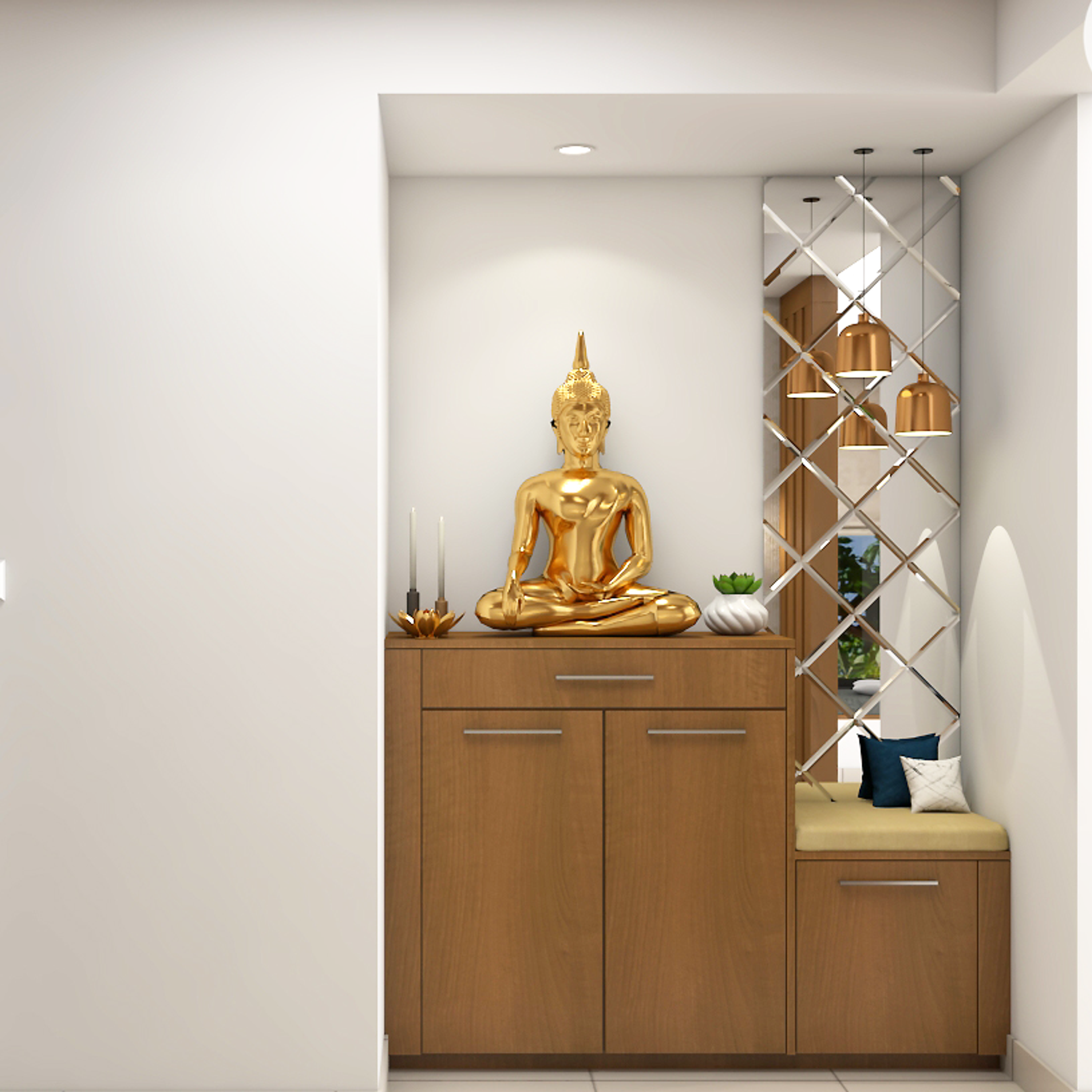 Compact and Well-Lit Foyer Design - Livspace