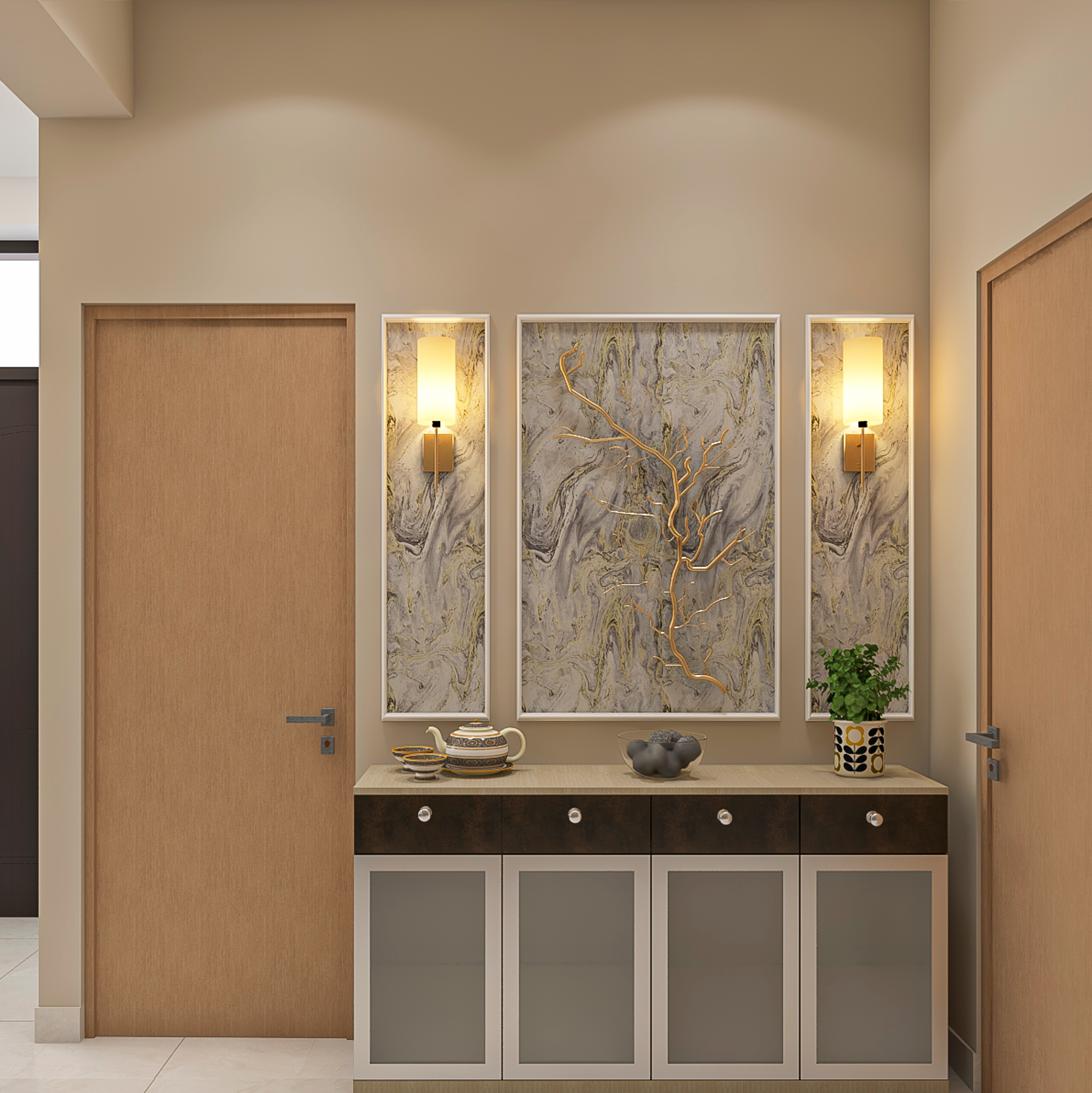 Classy and Luxurious Foyer Design - Livspace