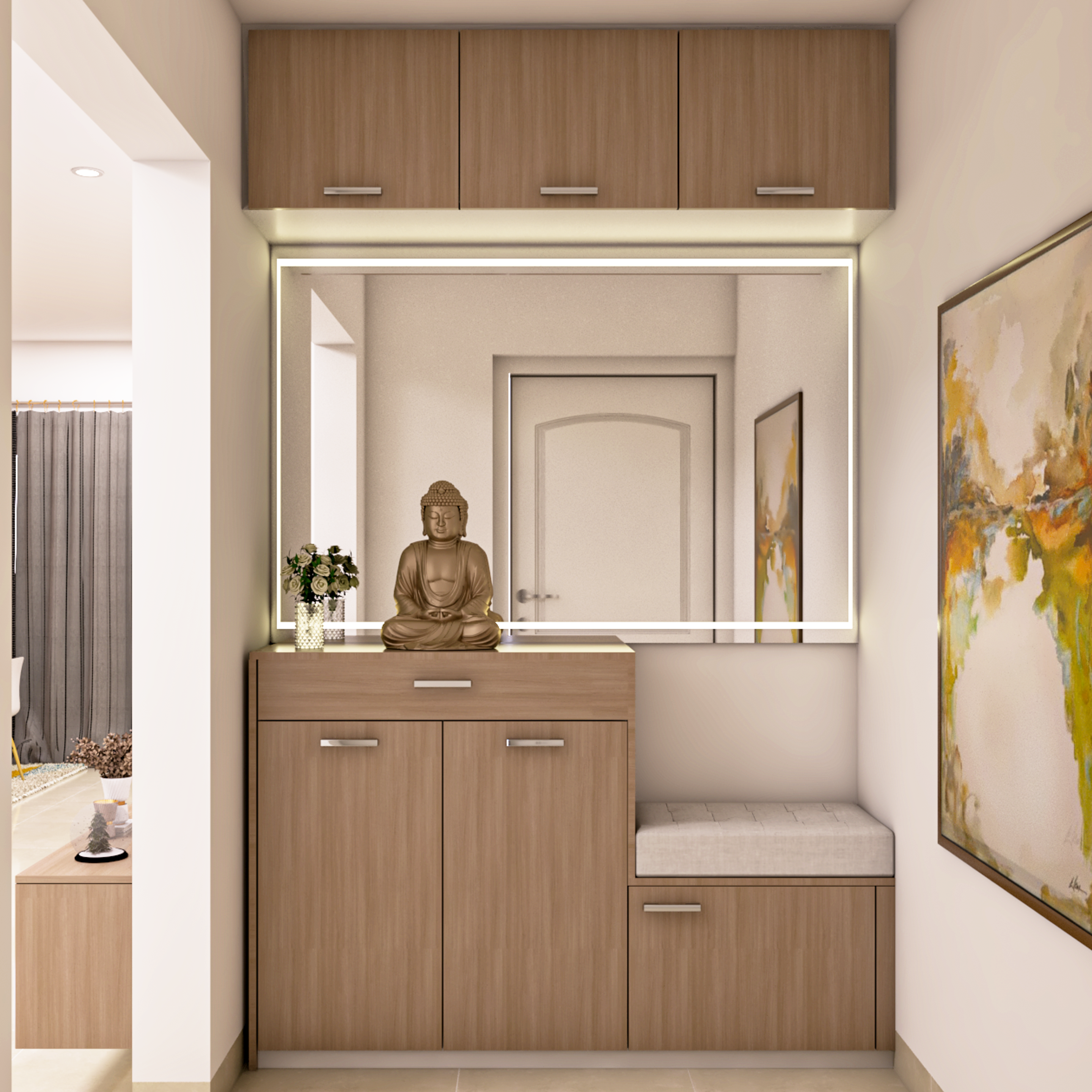 Wooden Themed Foyer Design