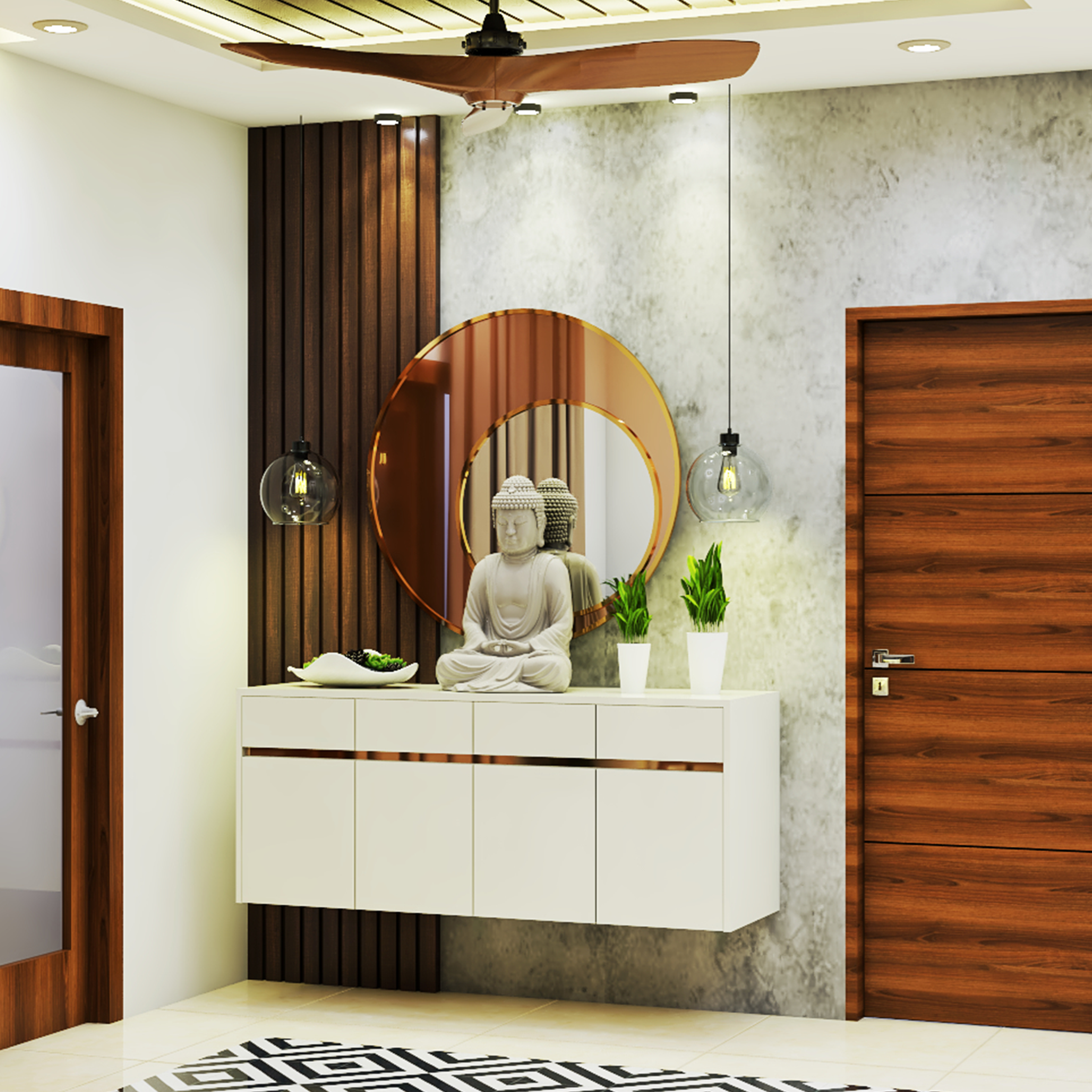 Bright and Cheerful Foyer Design - Livspace