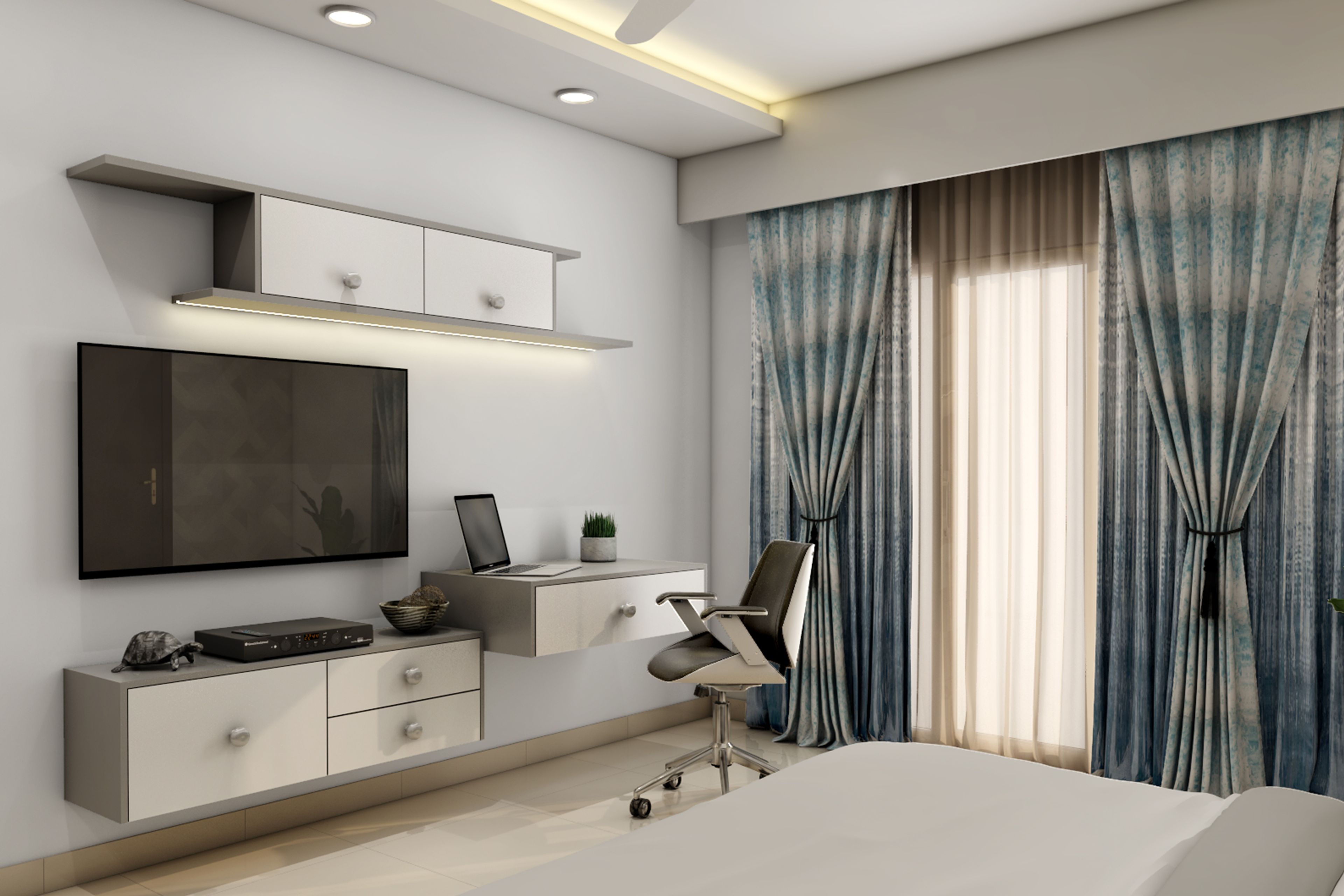 Spacious Guest Room With Modern Wooden Interiors Design Ideas - Livspace