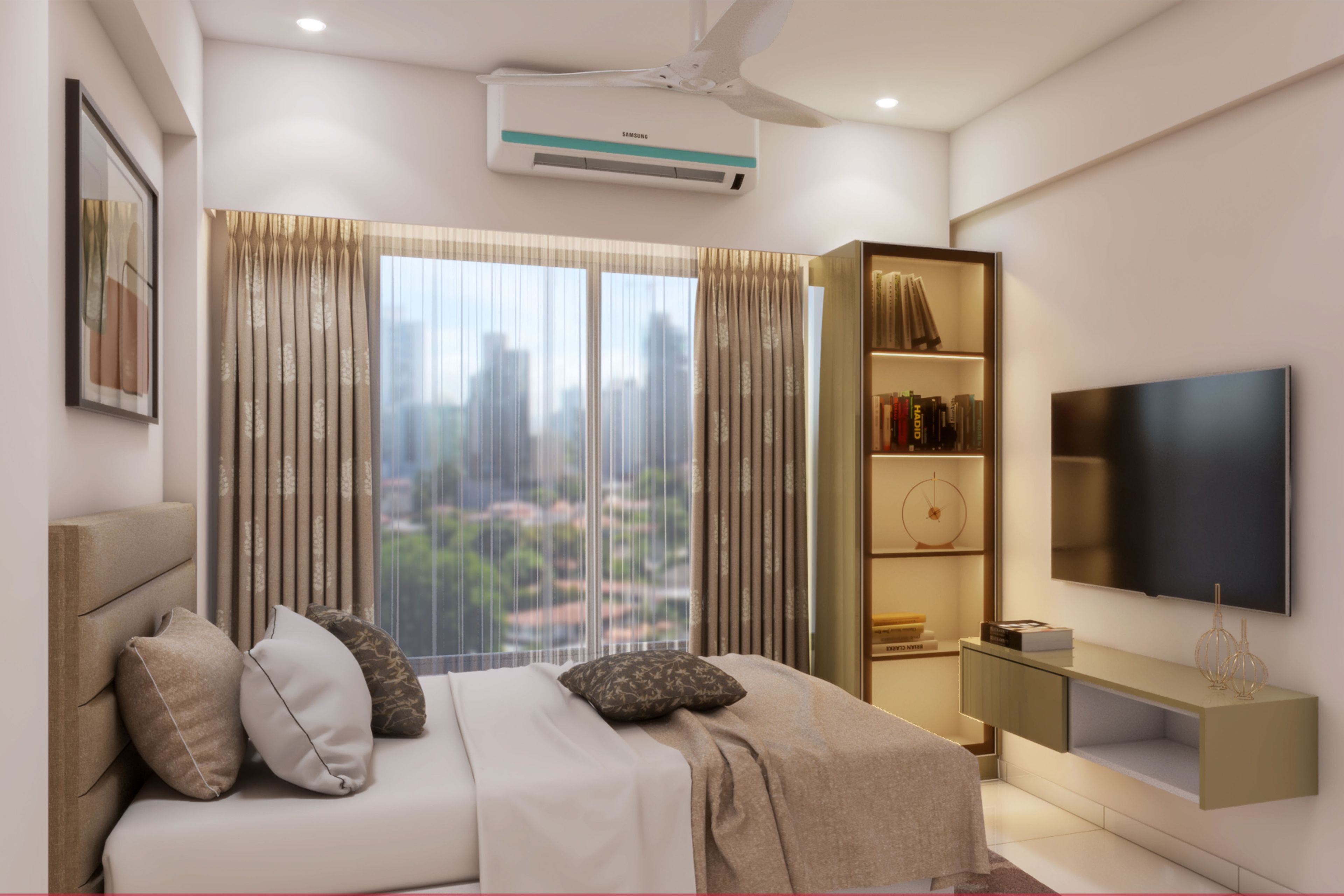 Beige Themed Modern Guest Bedroom Design Ideas