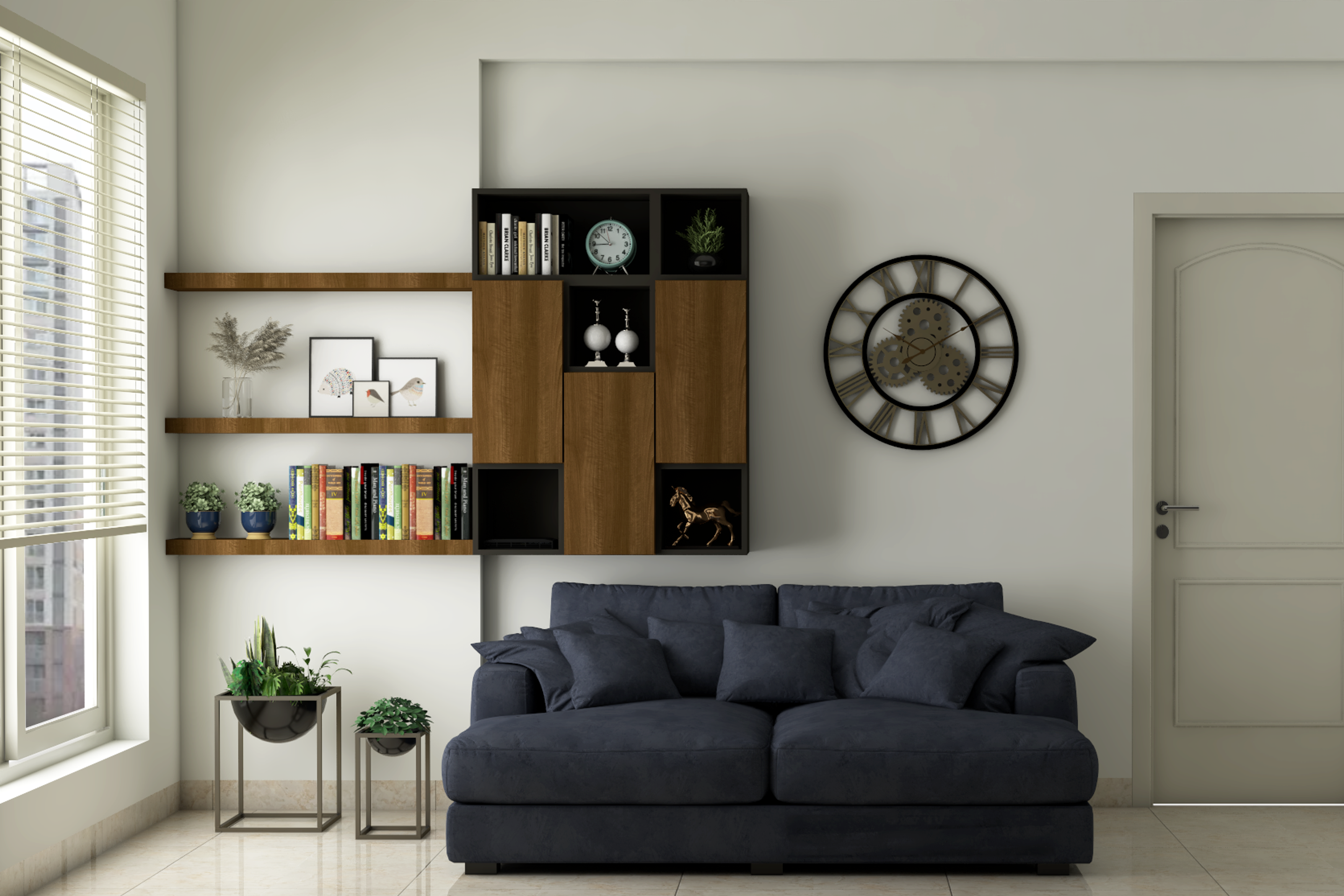 Multi-functional Modern Spacious Home Office Interior Design - Livspace