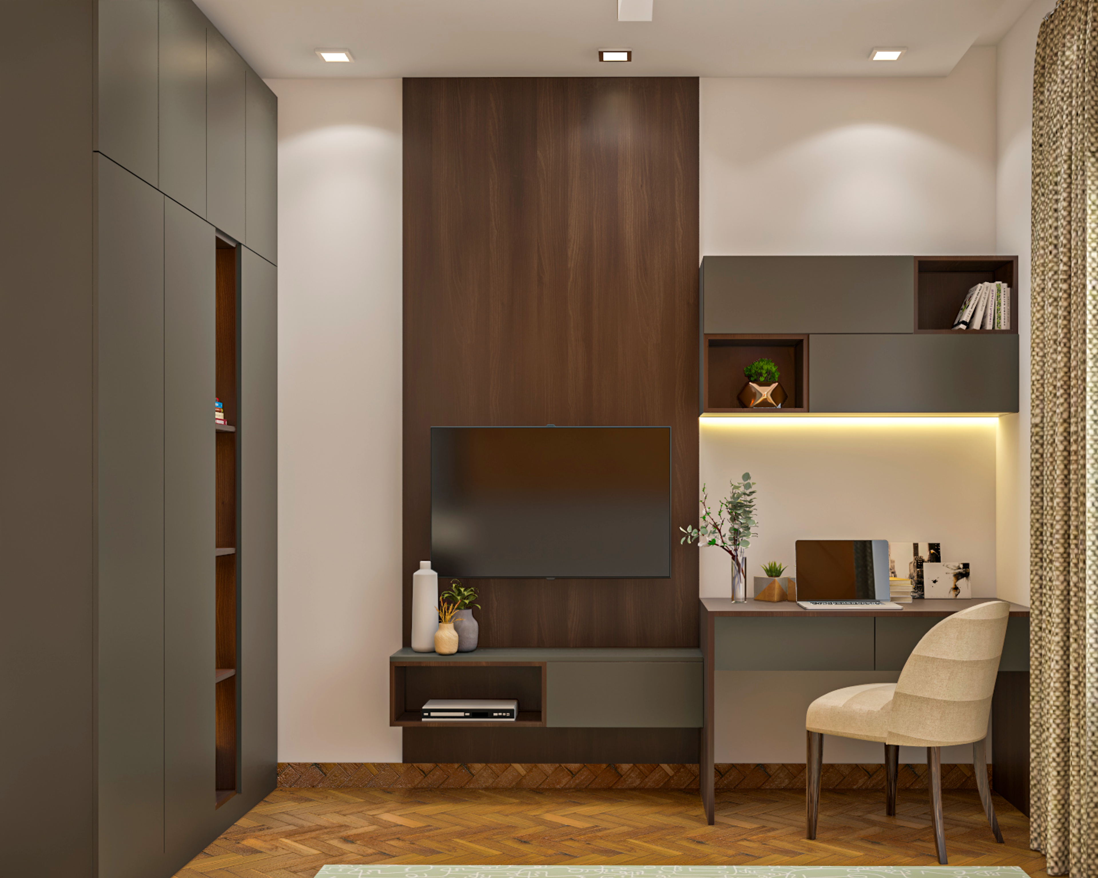 Wood and Grey Rustic Home Office Interior Design Idea