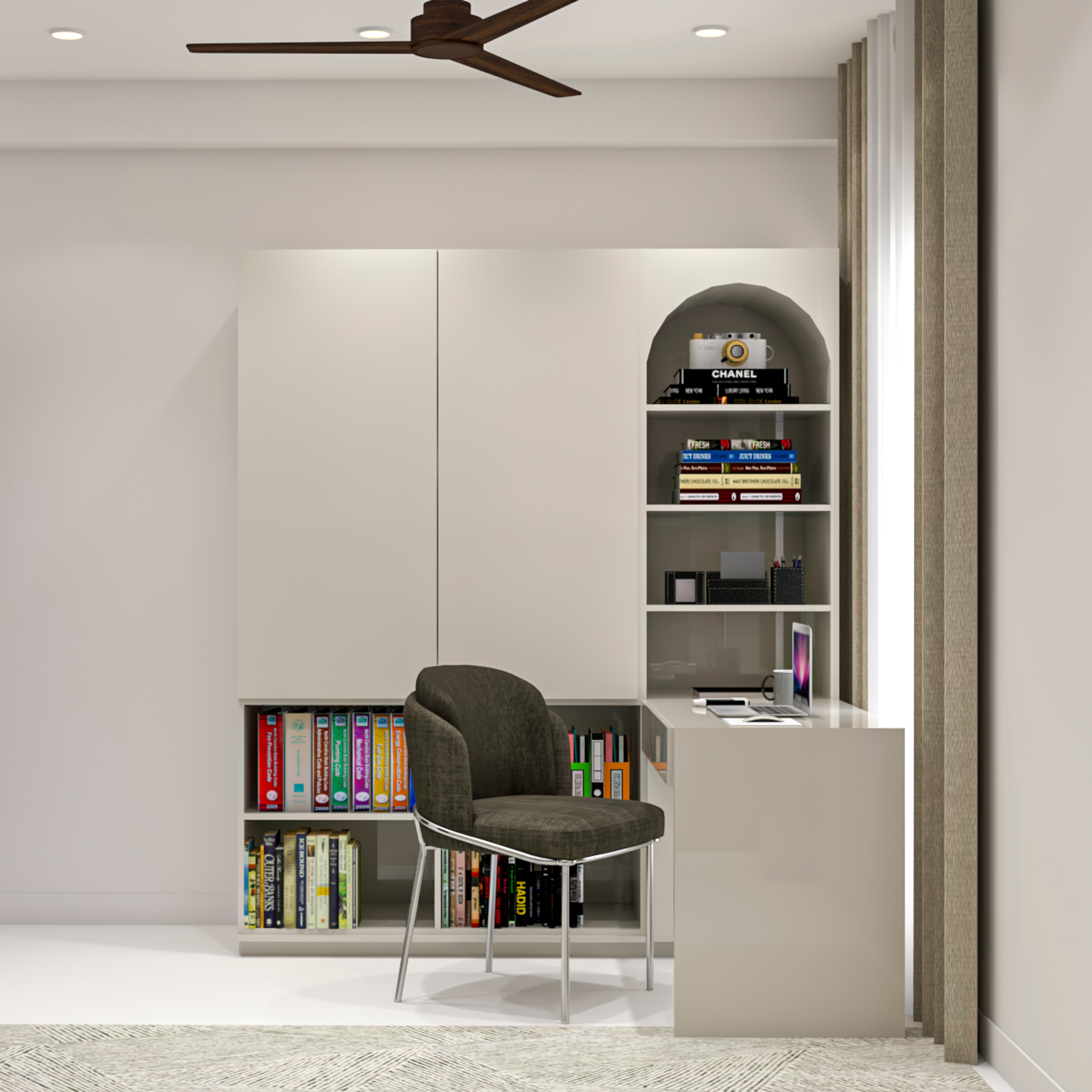 L-Shaped Modern Spacious Home Office Interior Design Idea