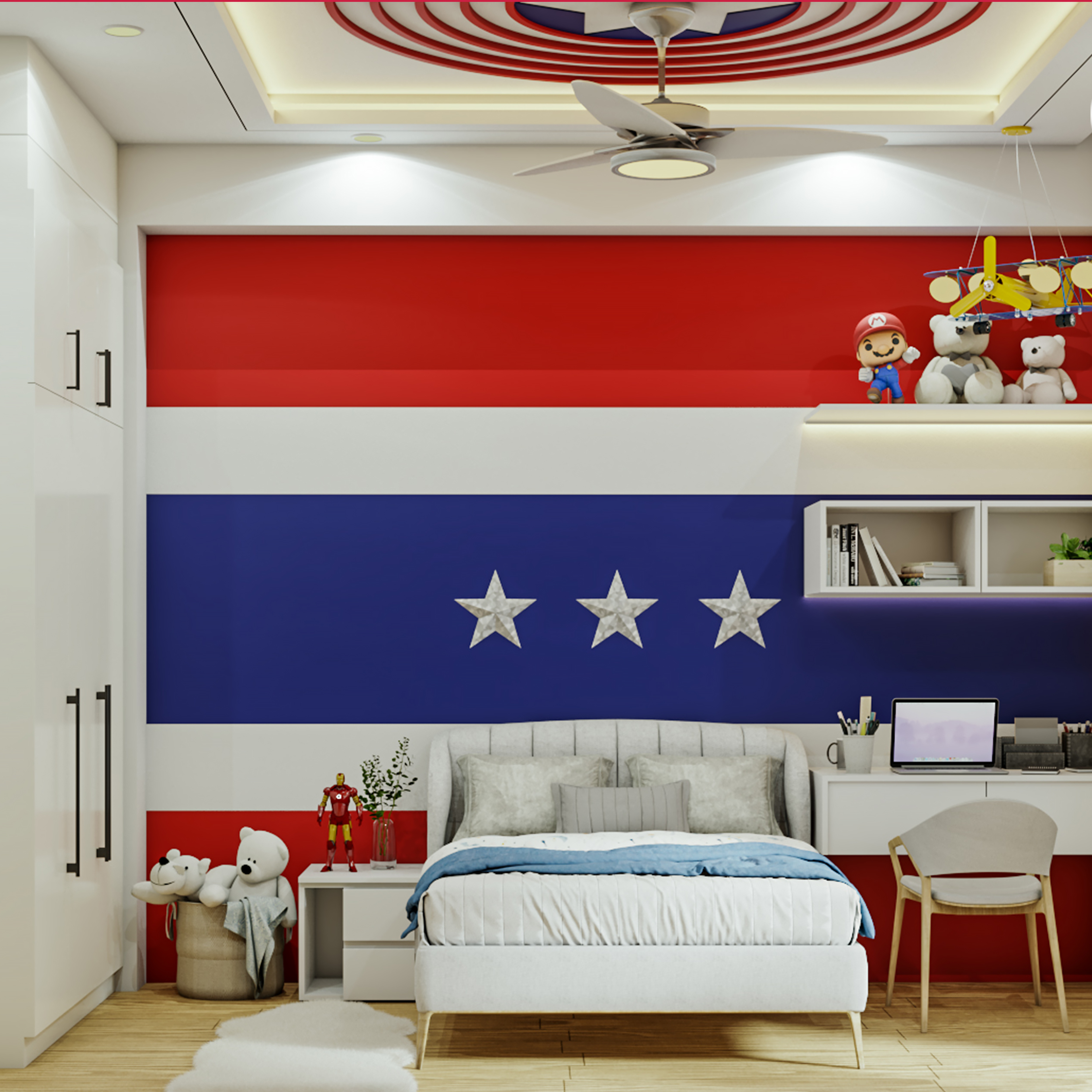 Modern Captain America Themed Kids Bedroom – Livspace