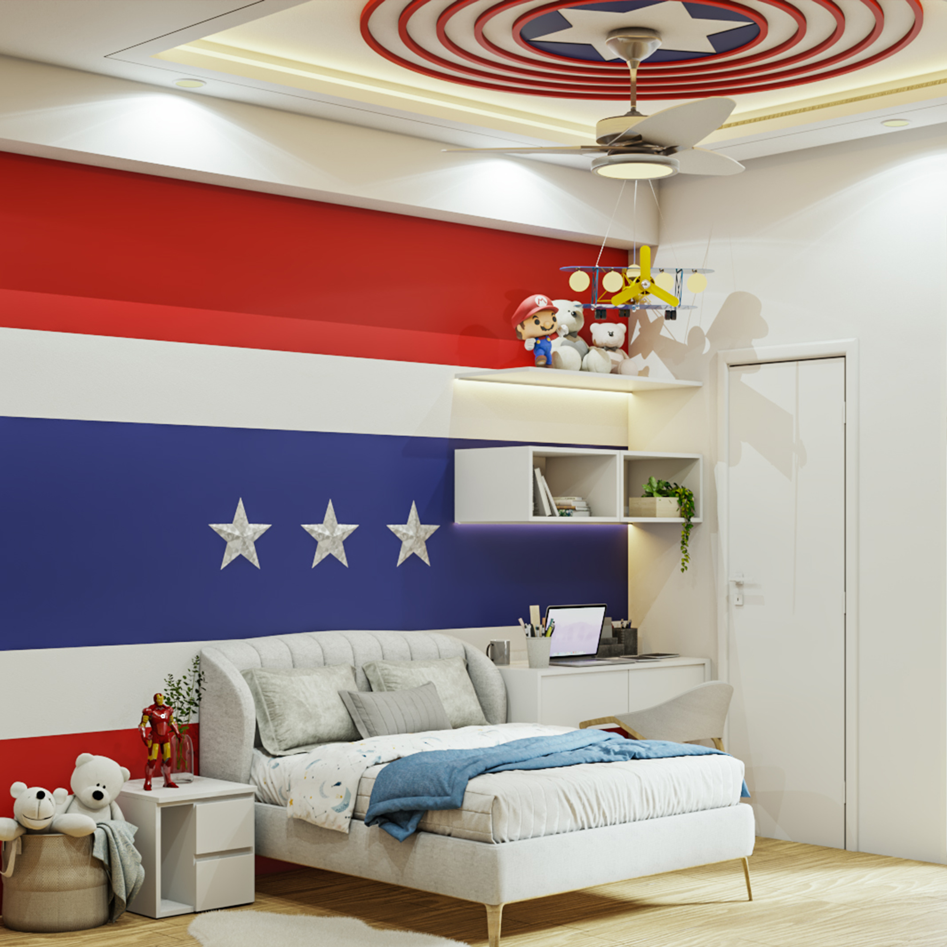 Modern Captain America Themed Kids Bedroom – Livspace