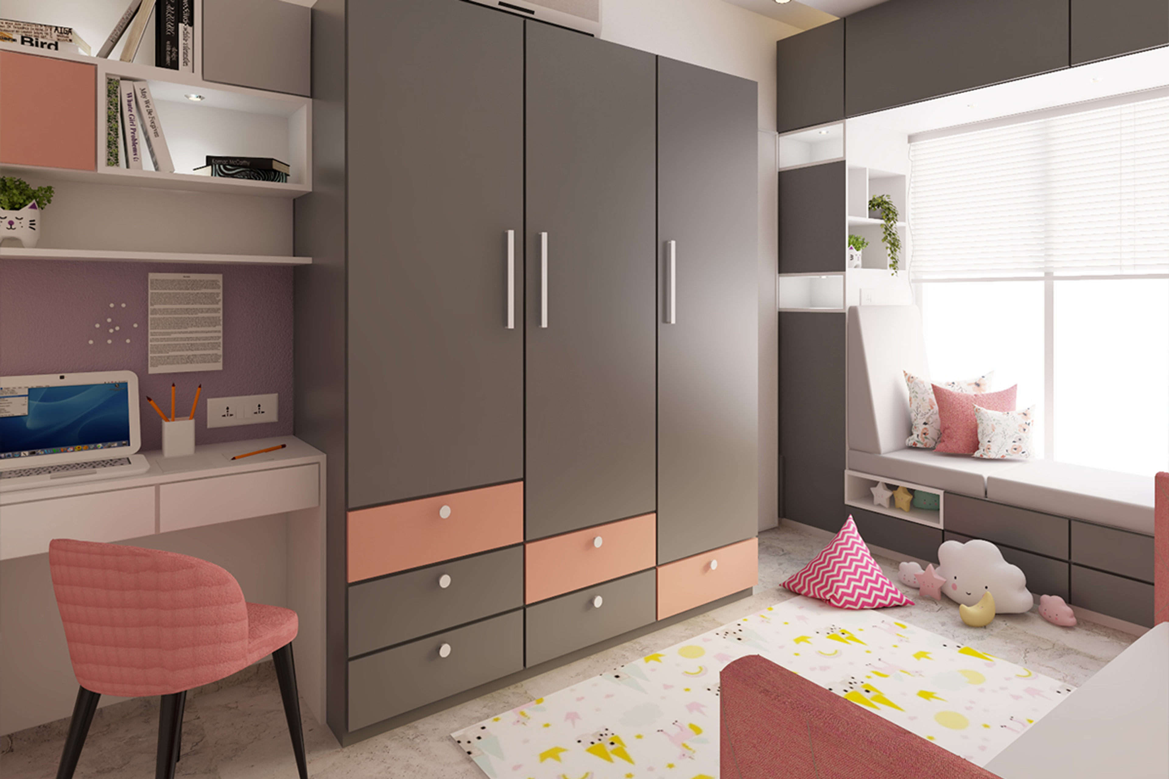 Compact Kids Bedroom - Livspace
