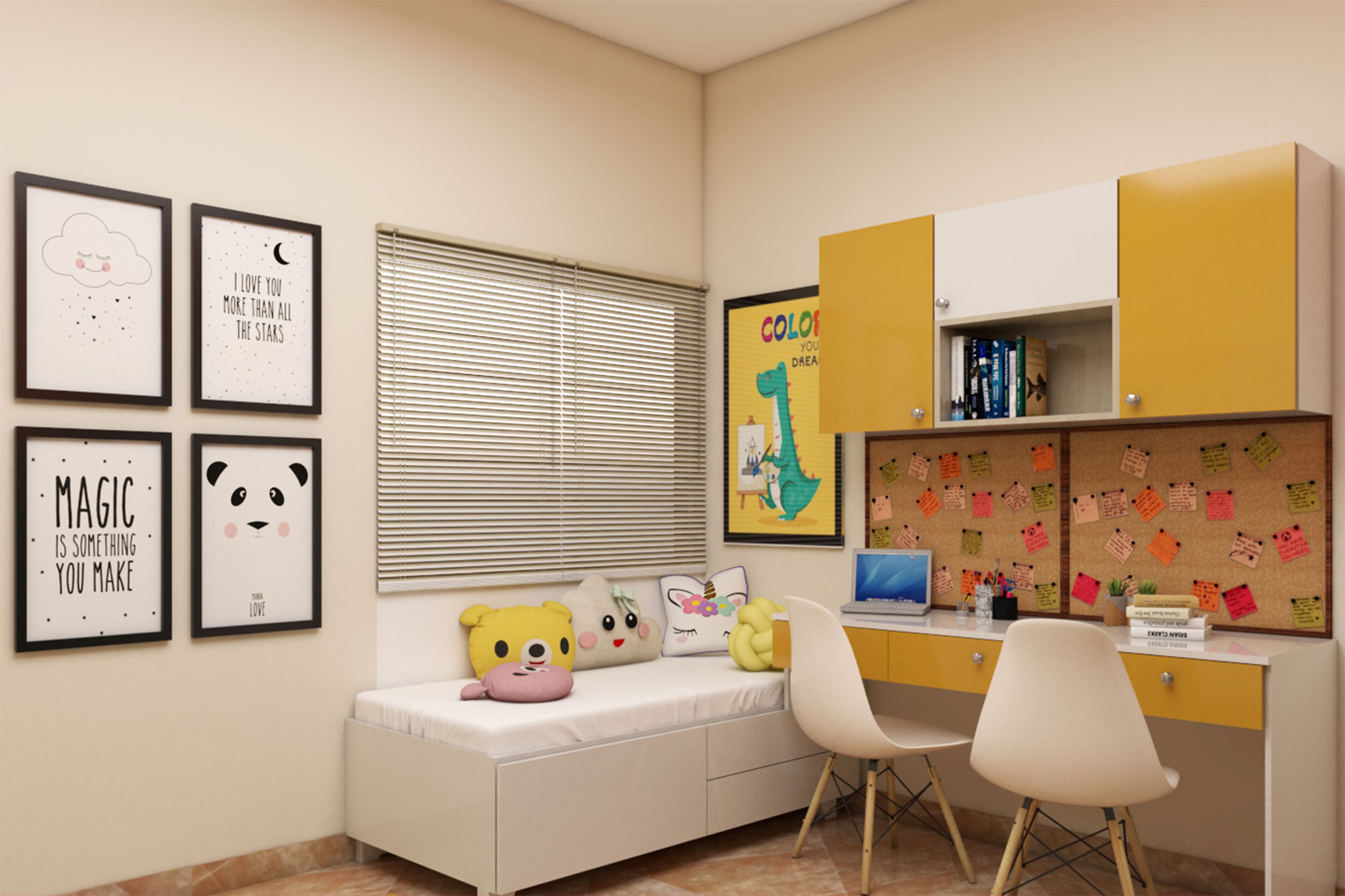 Contemporary Themed Compact Kids Bedroom