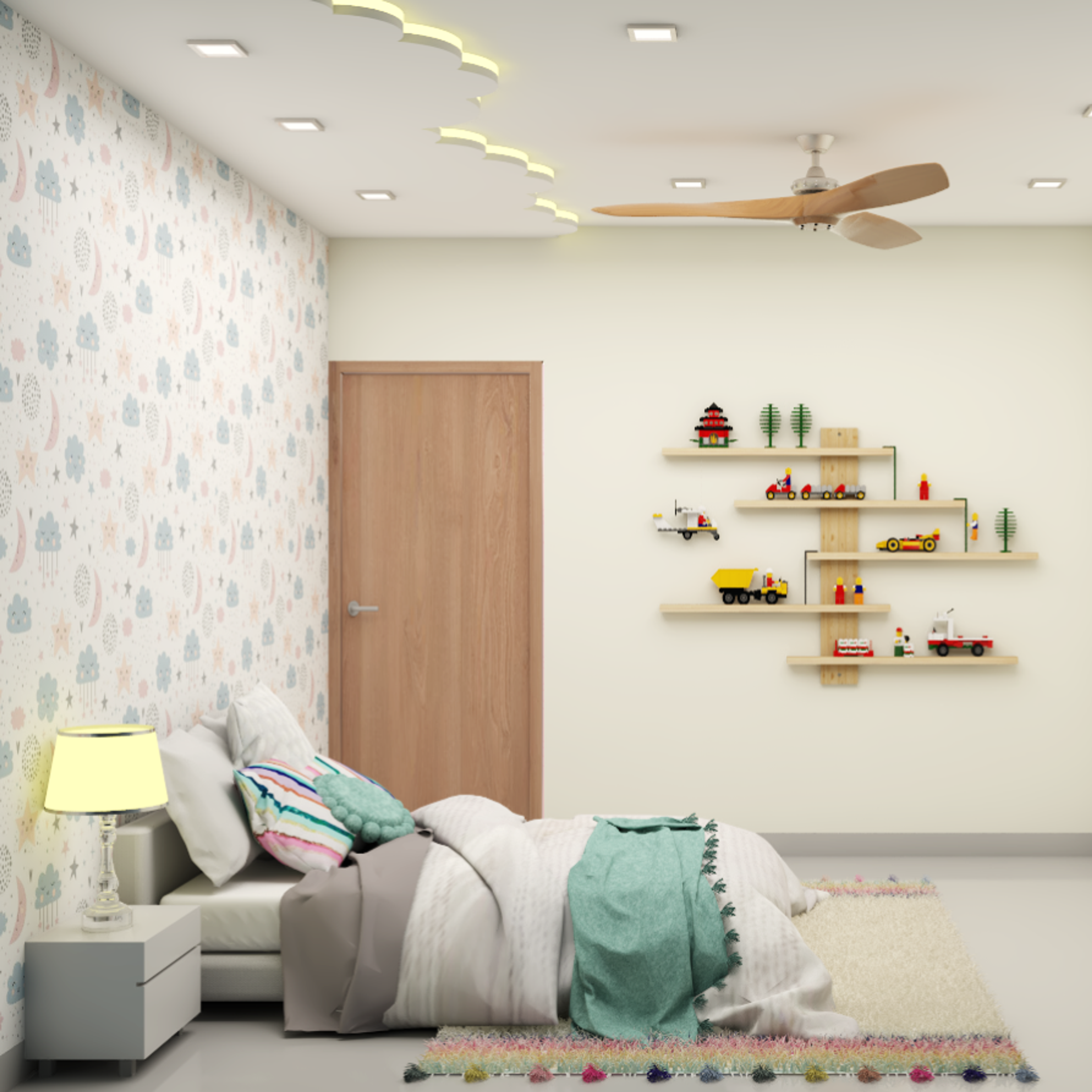 Modern Theme Spacious Kids Bedroom