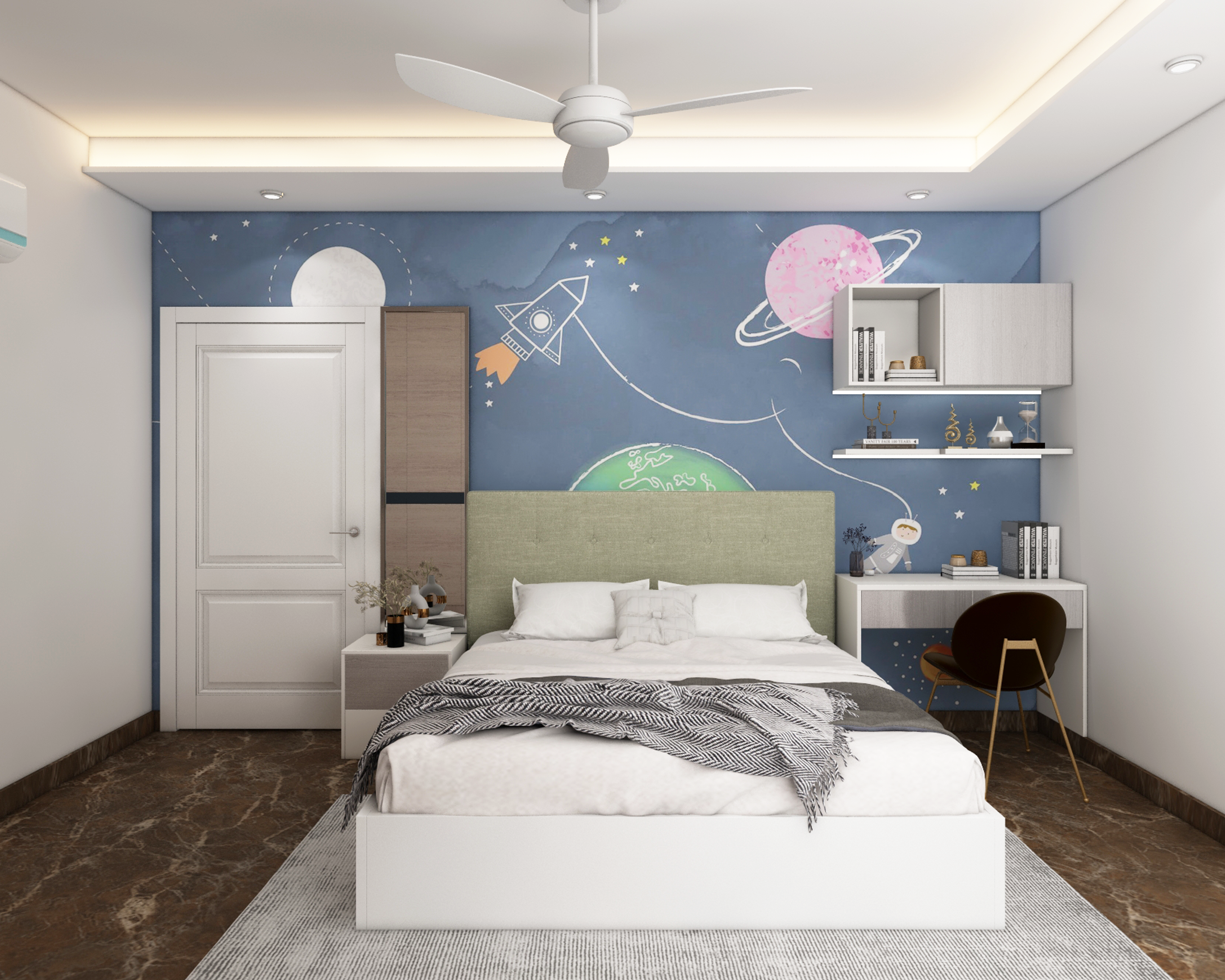 Blue And White Kid's Bedroom - Livspace