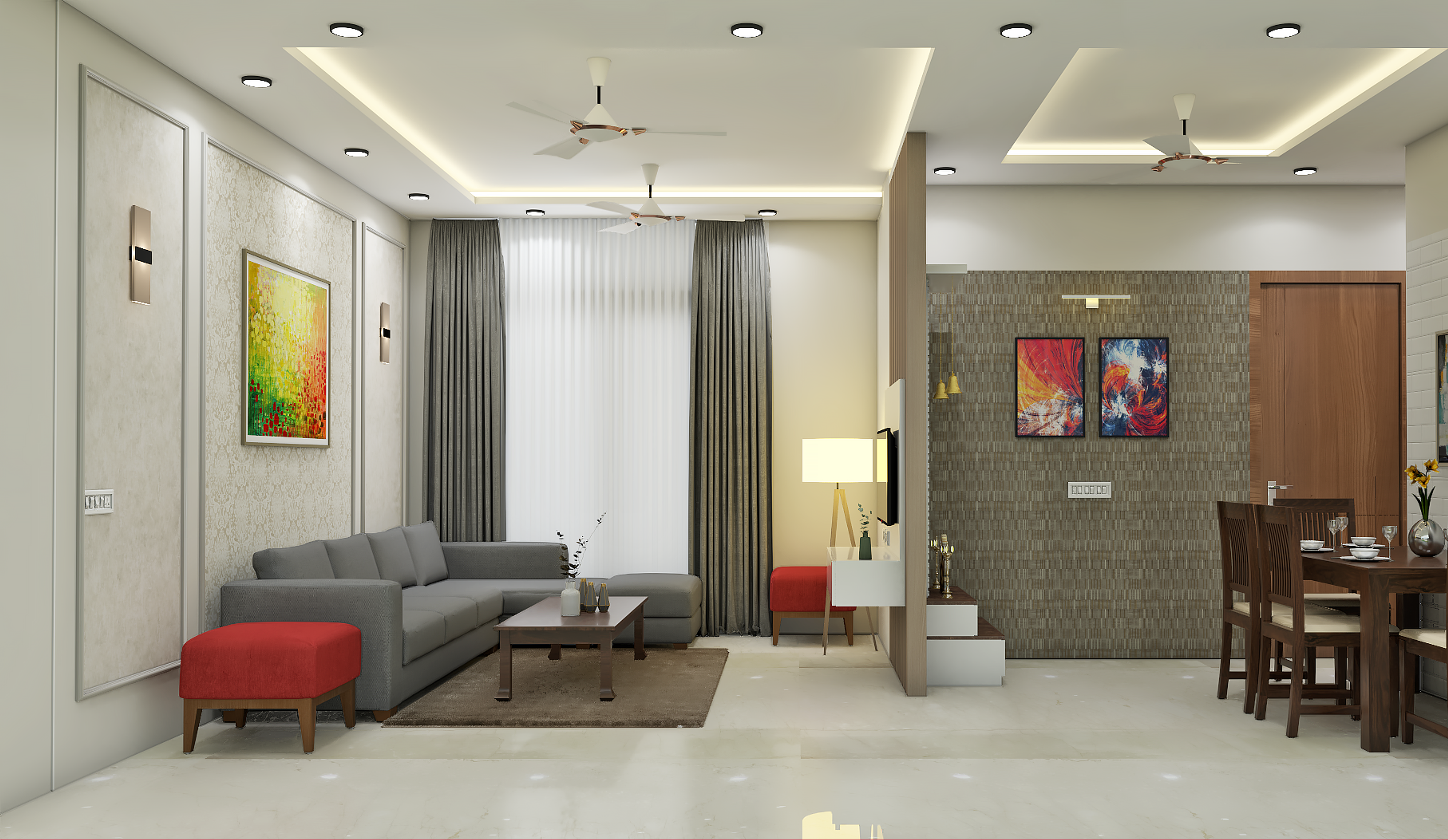 Convenient Contemporary Living Room - Livspace