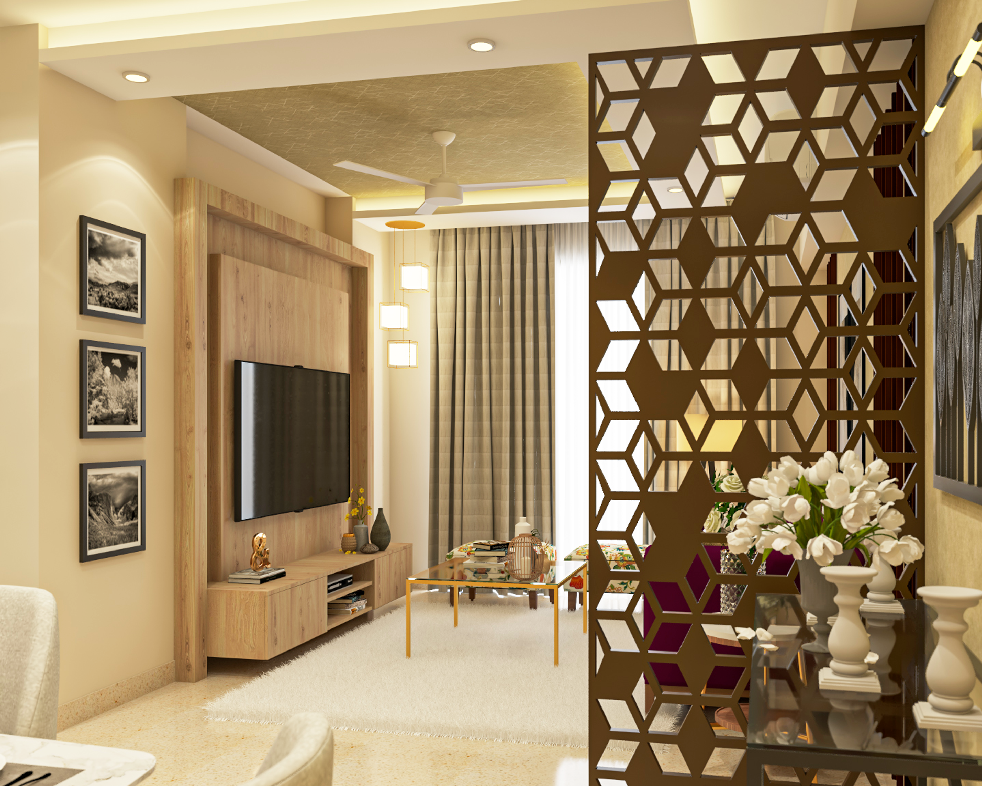 Convenient Modern Living Room - Livspace