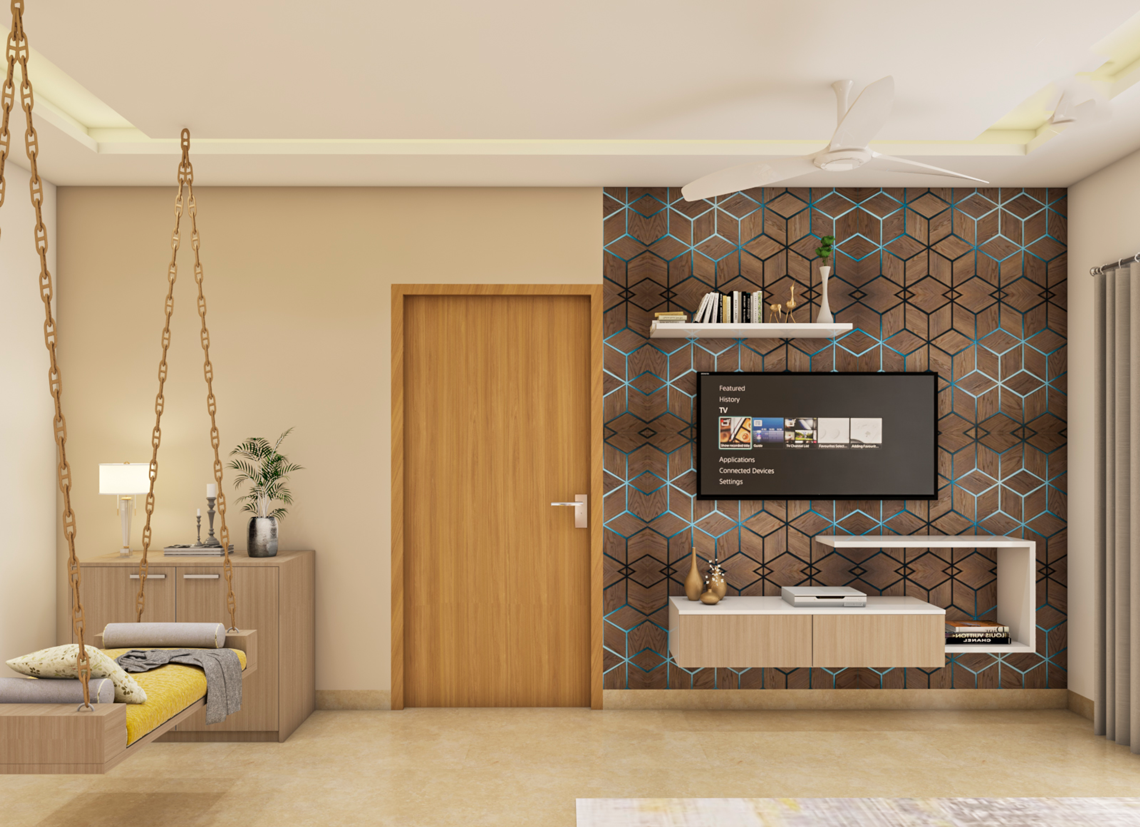 Minimal Spacious Living Room - Livspace