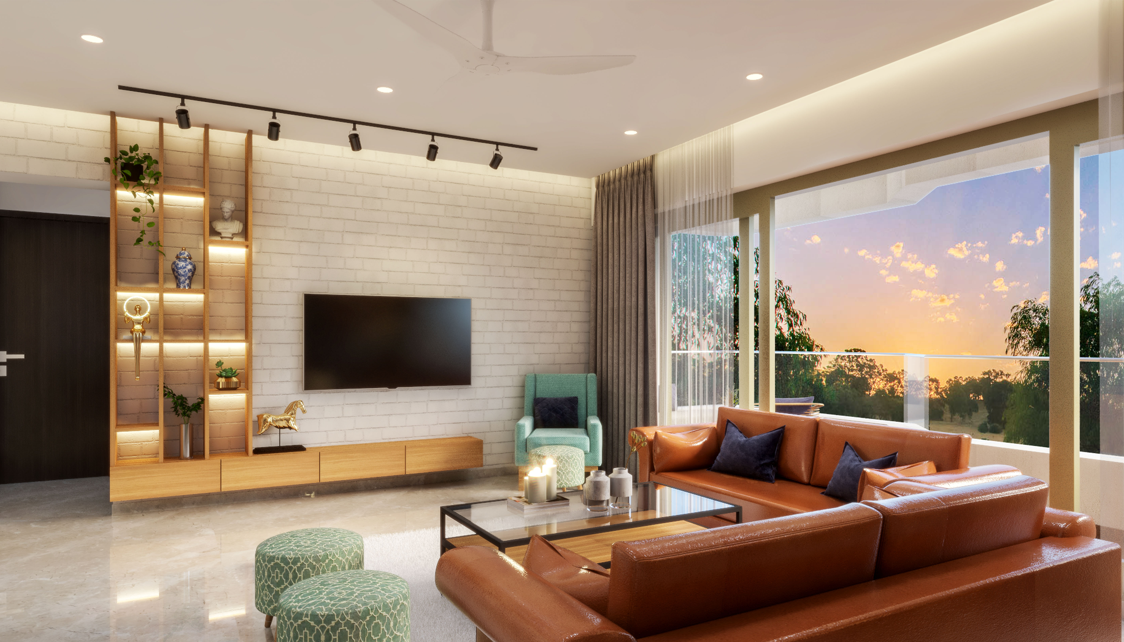 Convenient Maximum Storage Living Room - Livspace