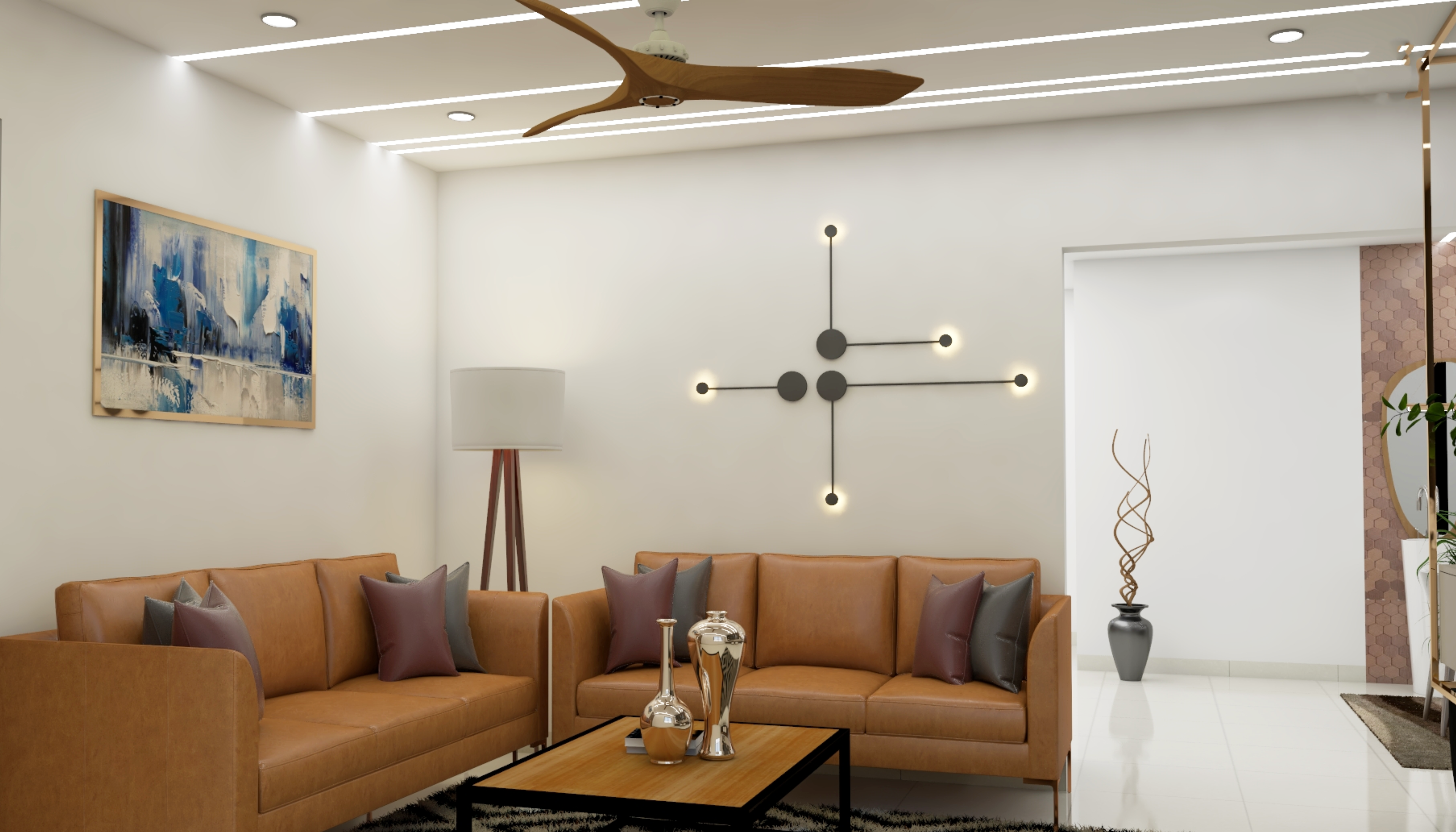 Simple Convenient Living Room - Livspace