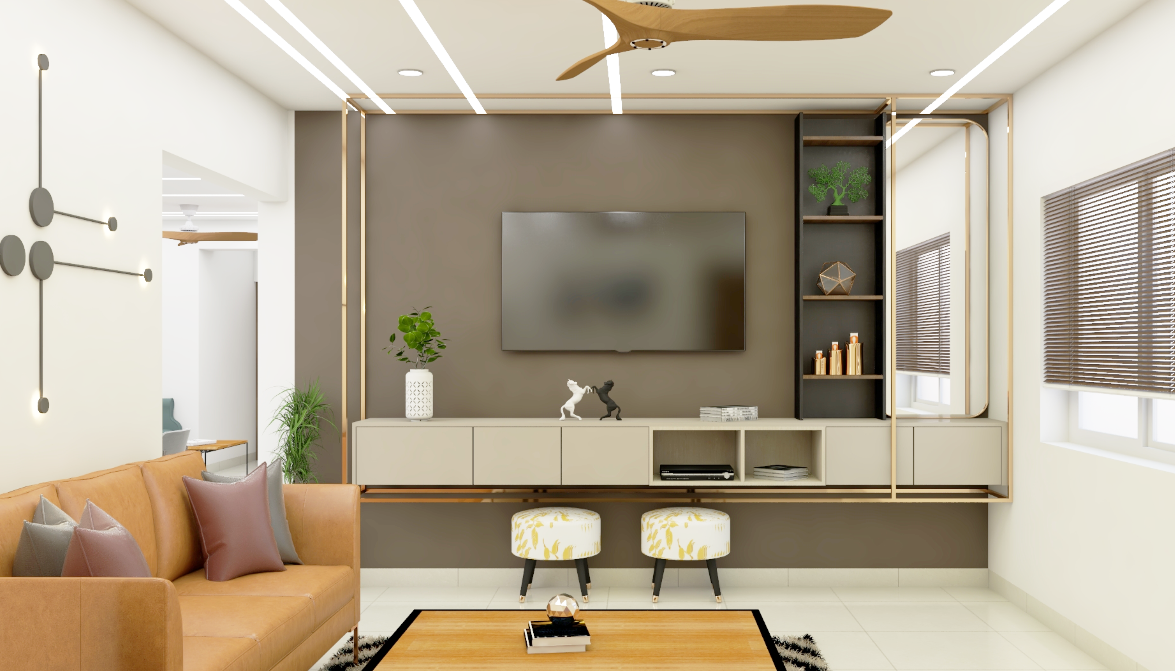 Simple Convenient Living Room - Livspace